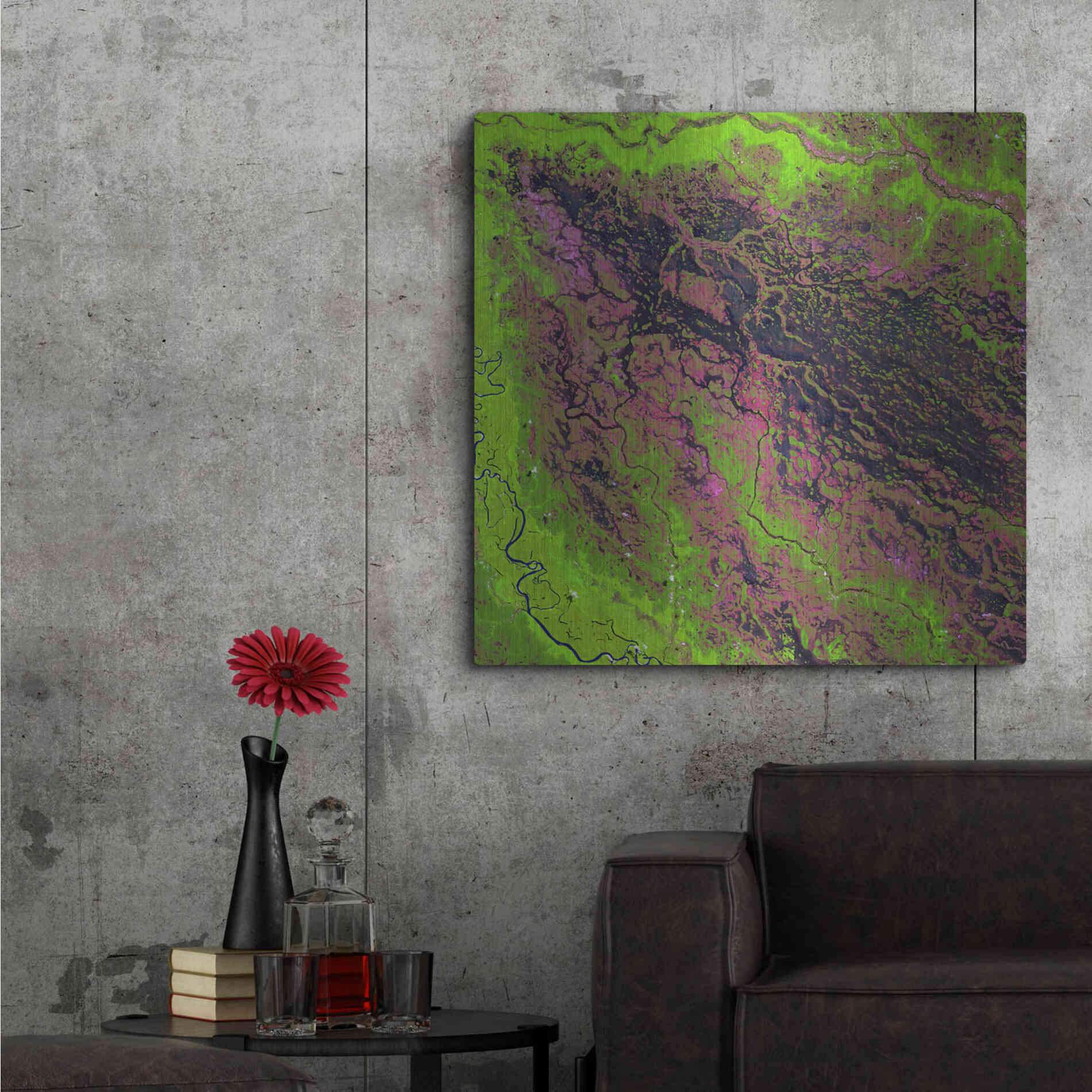 Luxe Metal Art 'Earth as Art: Demini River' Metal Wall Art,36x36