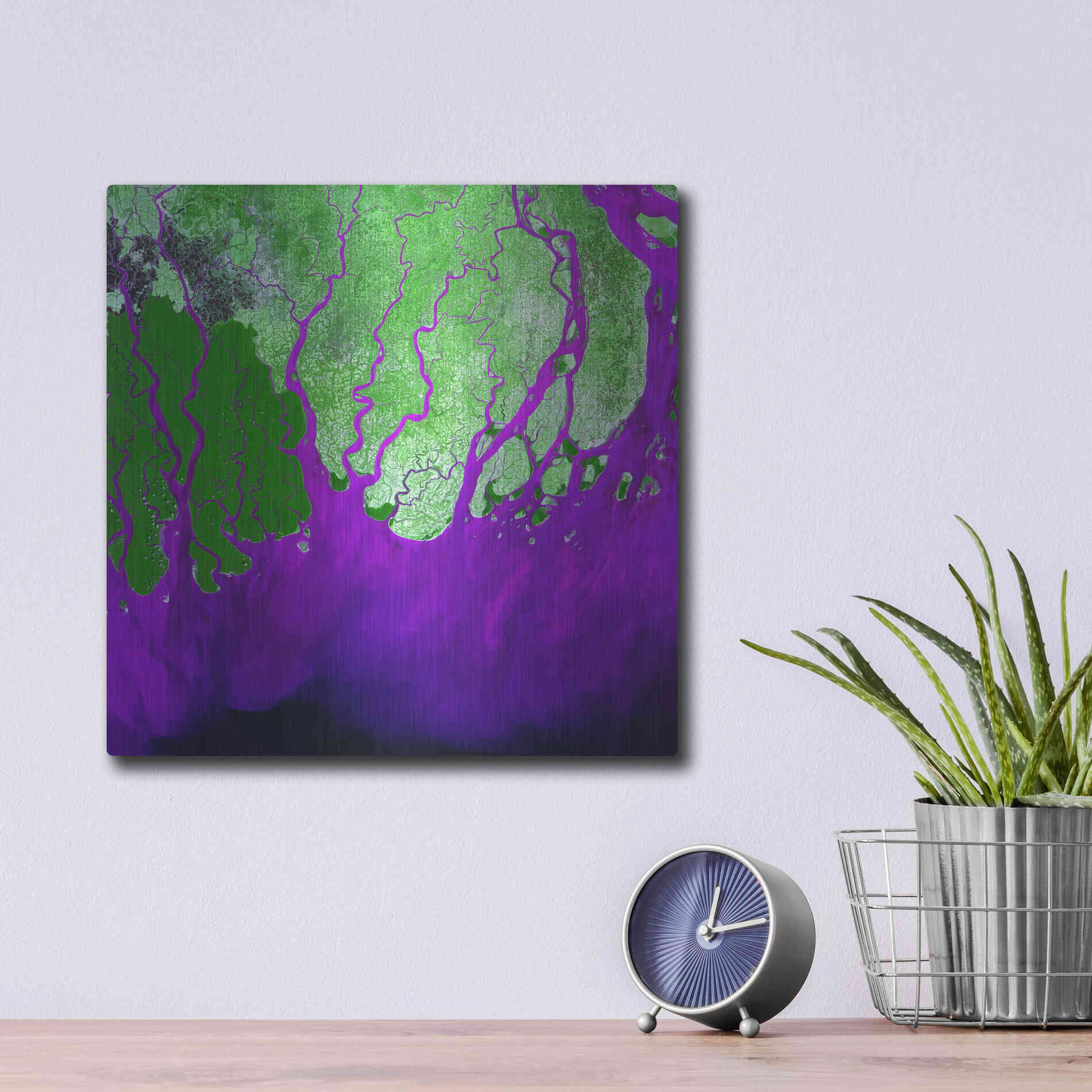 Luxe Metal Art 'Earth as Art: Ganges RIver Delta' Metal Wall Art,12x12