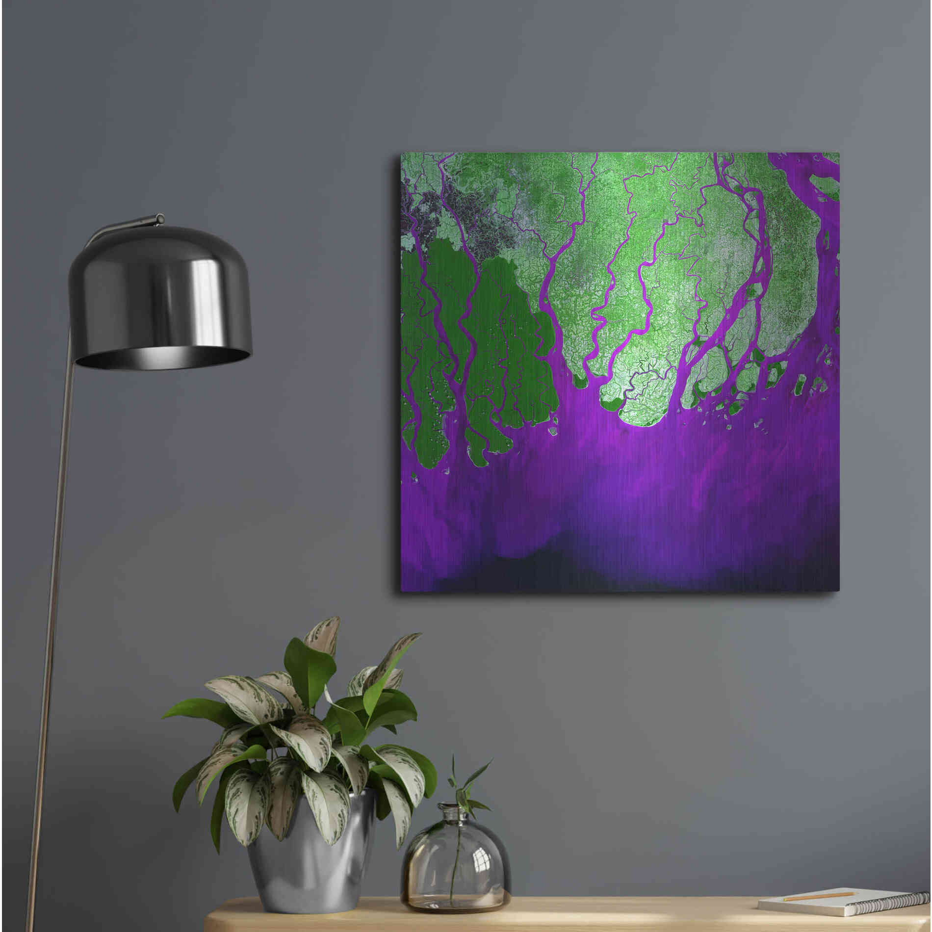 Luxe Metal Art 'Earth as Art: Ganges RIver Delta' Metal Wall Art,24x24