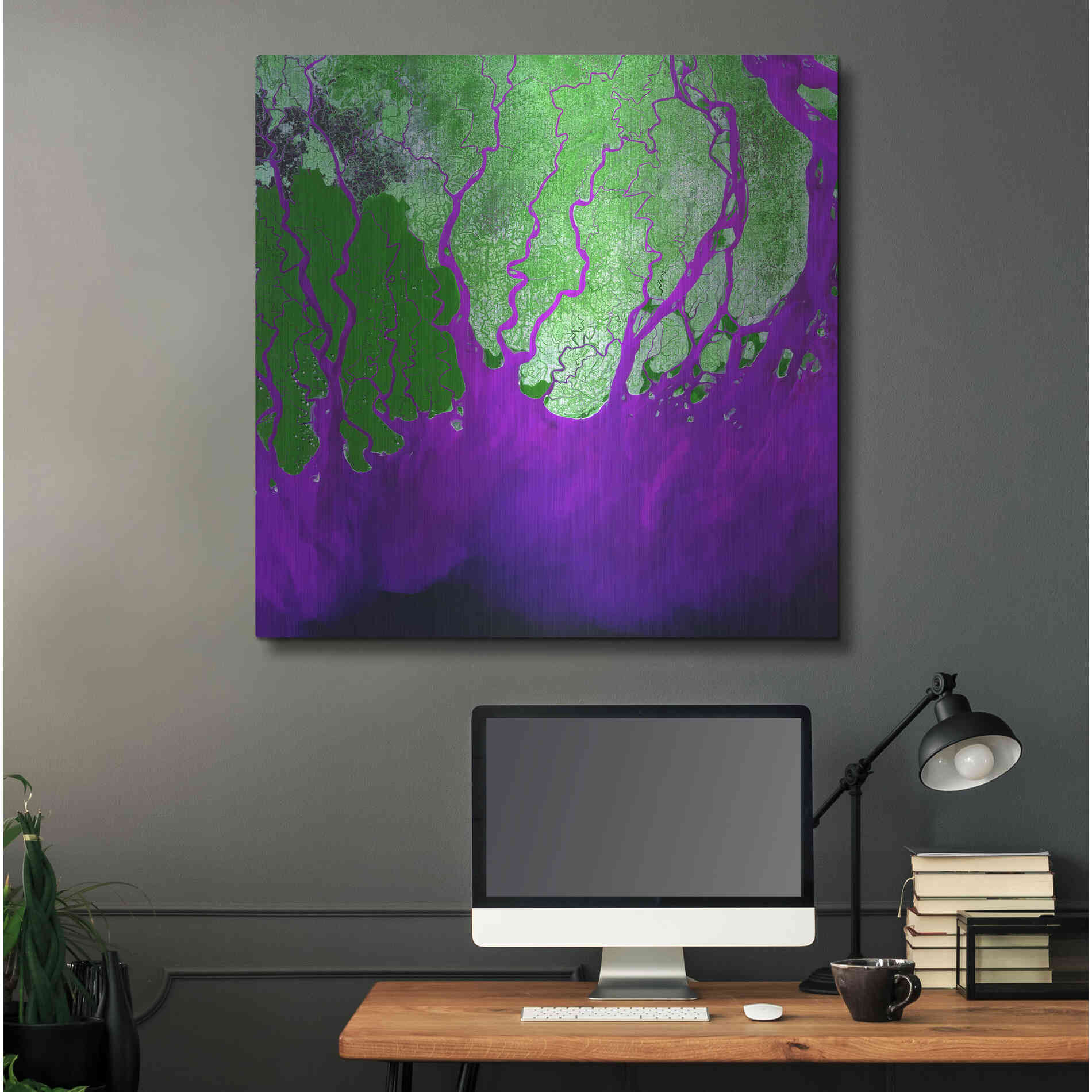 Luxe Metal Art 'Earth as Art: Ganges RIver Delta' Metal Wall Art,36x36