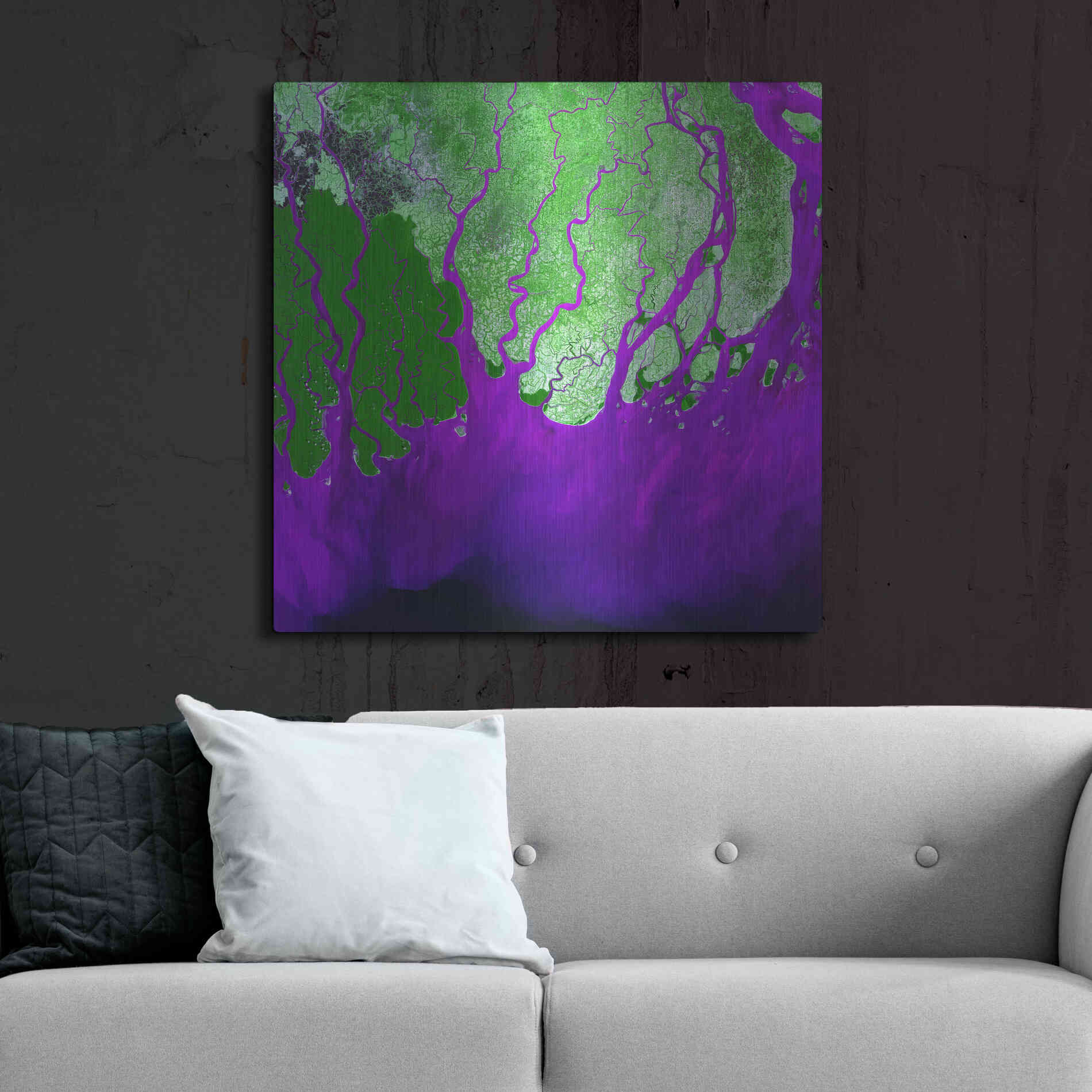 Luxe Metal Art 'Earth as Art: Ganges RIver Delta' Metal Wall Art,36x36