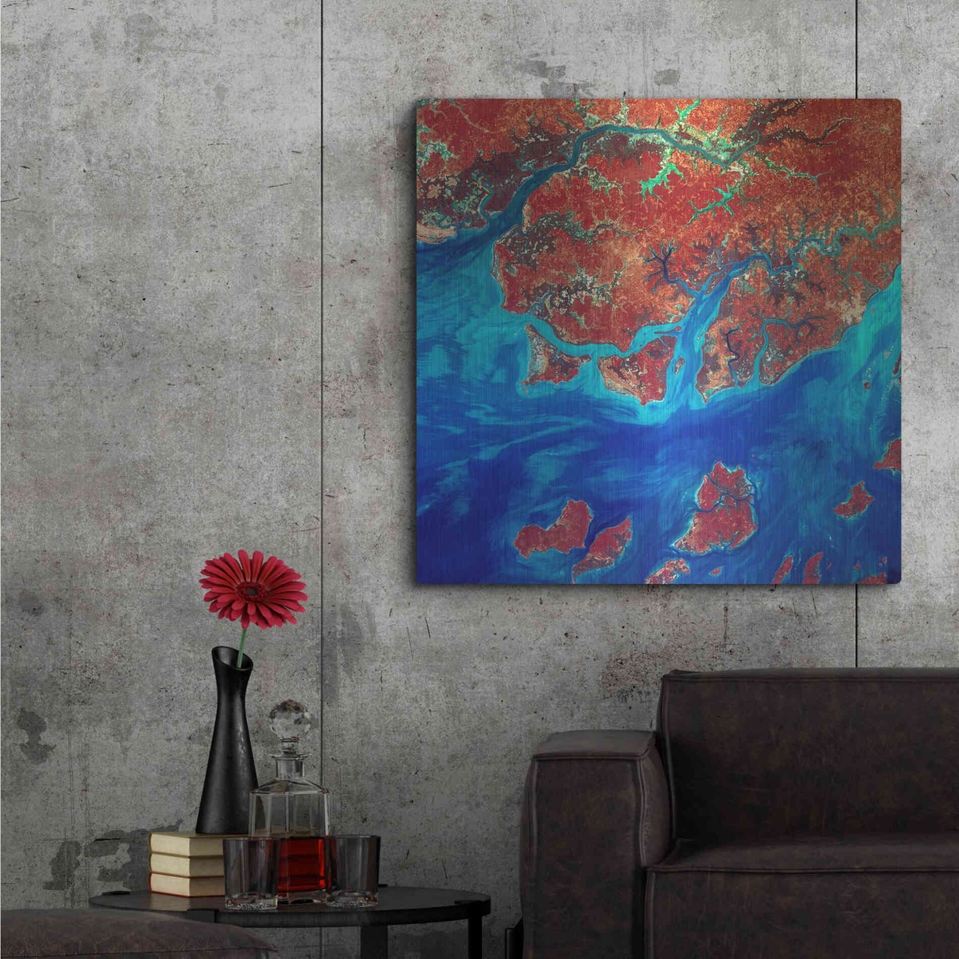 Luxe Metal Art 'Earth as Art: Guinea-Bissau' Metal Wall Art,36x36