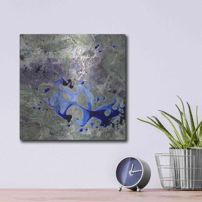 Luxe Metal Art 'Earth as Art: Lake Carnegie' Metal Wall Art,12x12