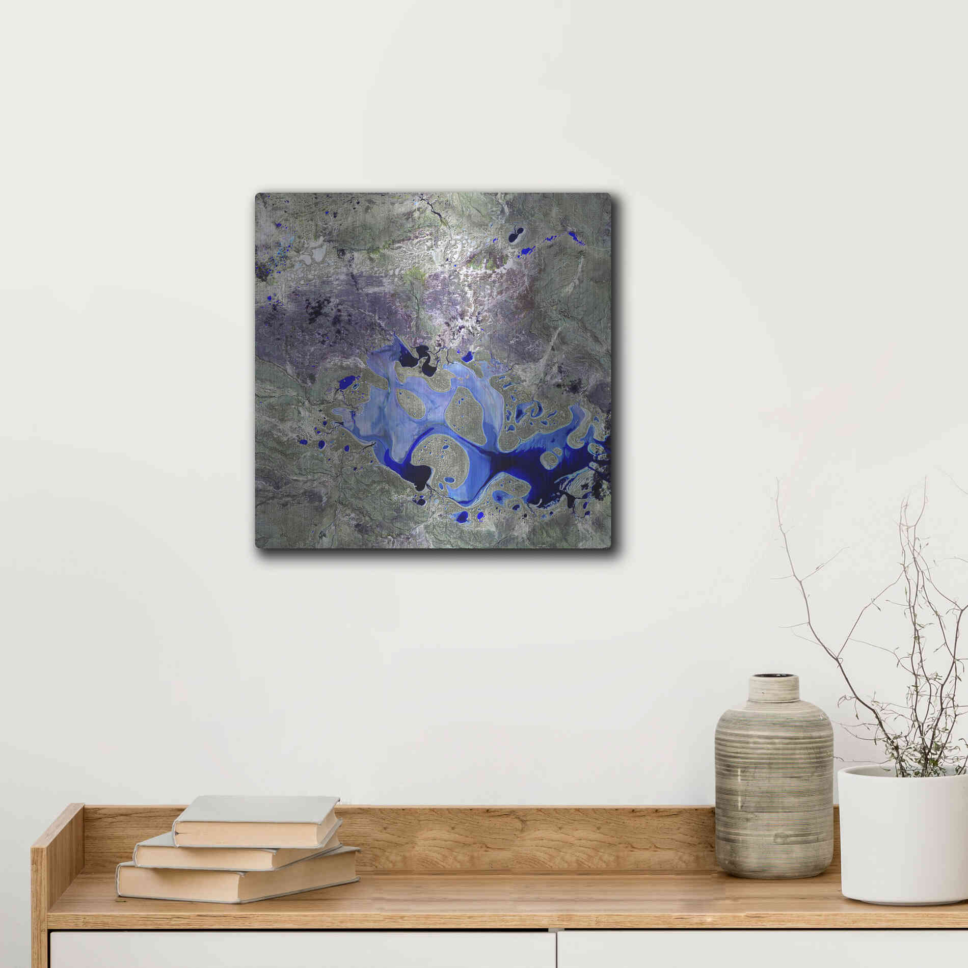 Luxe Metal Art 'Earth as Art: Lake Carnegie' Metal Wall Art,12x12