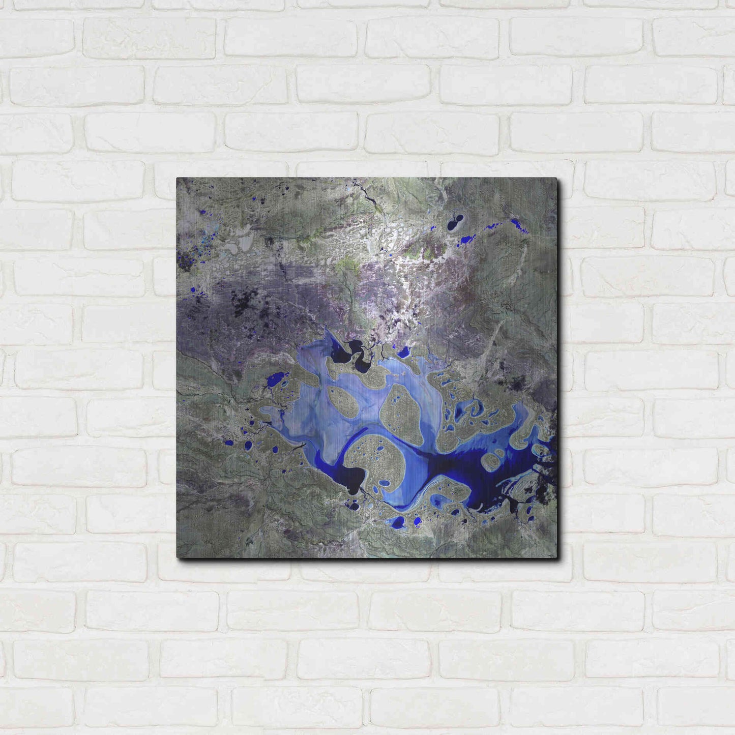 Luxe Metal Art 'Earth as Art: Lake Carnegie' Metal Wall Art,24x24