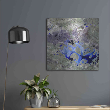 Luxe Metal Art 'Earth as Art: Lake Carnegie' Metal Wall Art,24x24