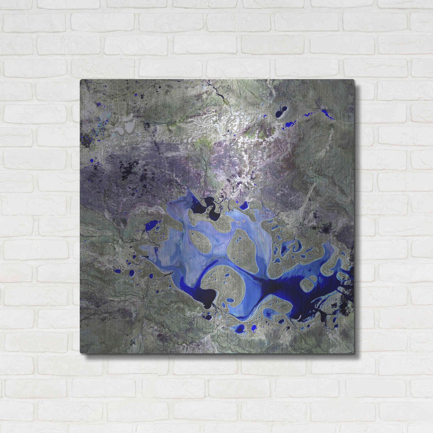 Luxe Metal Art 'Earth as Art: Lake Carnegie' Metal Wall Art,36x36