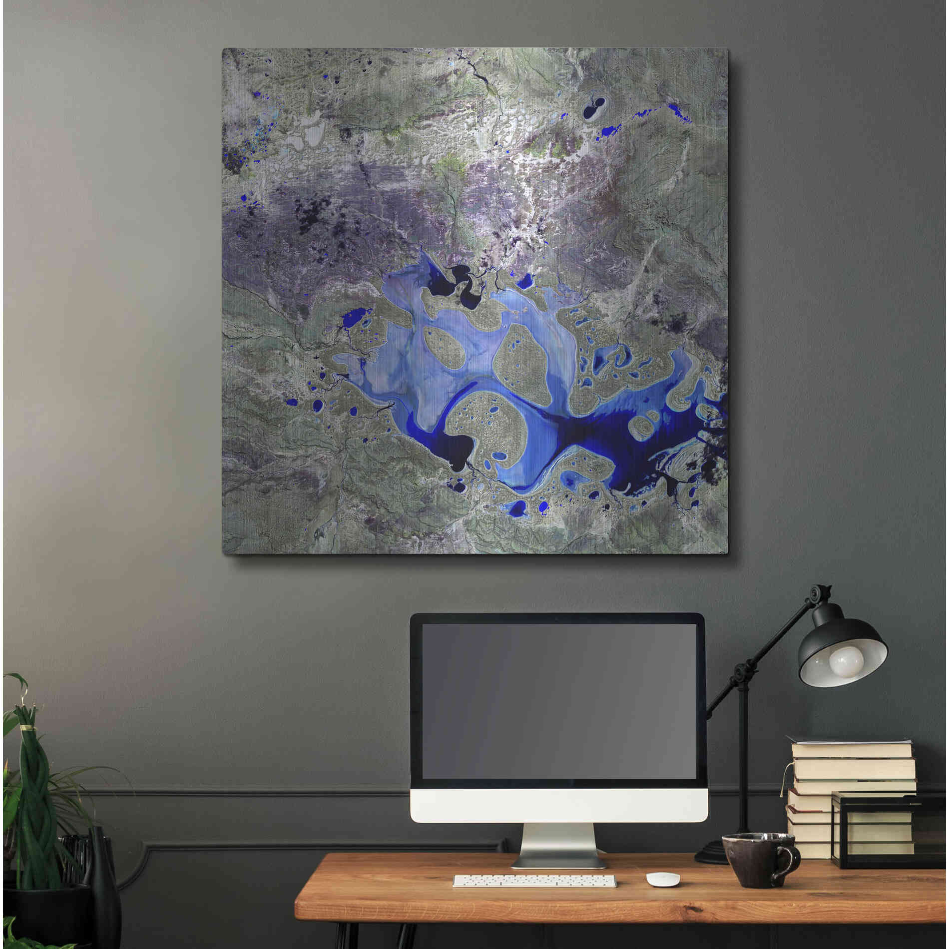 Luxe Metal Art 'Earth as Art: Lake Carnegie' Metal Wall Art,36x36
