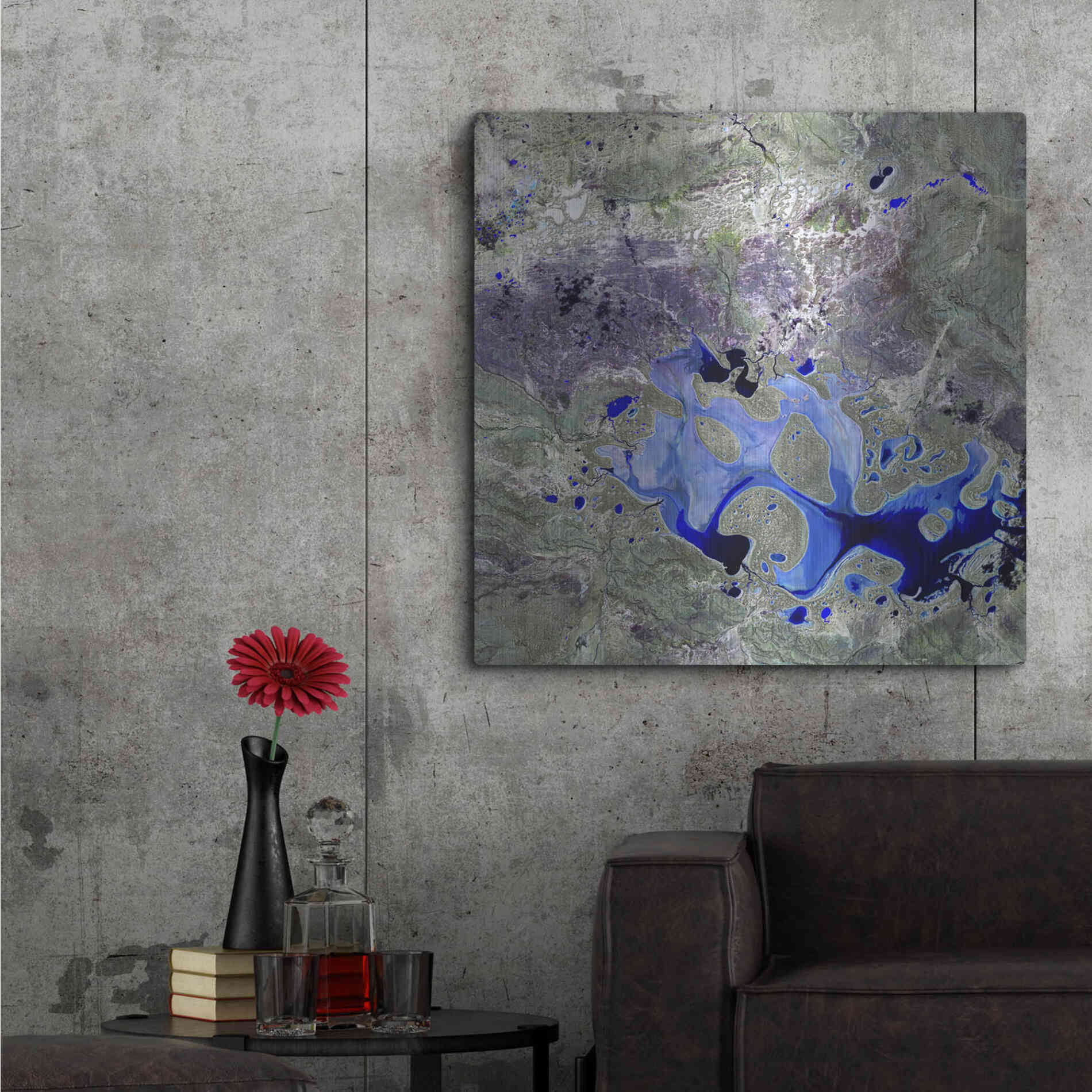 Luxe Metal Art 'Earth as Art: Lake Carnegie' Metal Wall Art,36x36