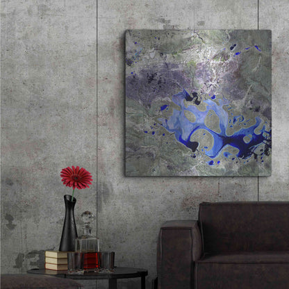 Luxe Metal Art 'Earth as Art: Lake Carnegie' Metal Wall Art,36x36