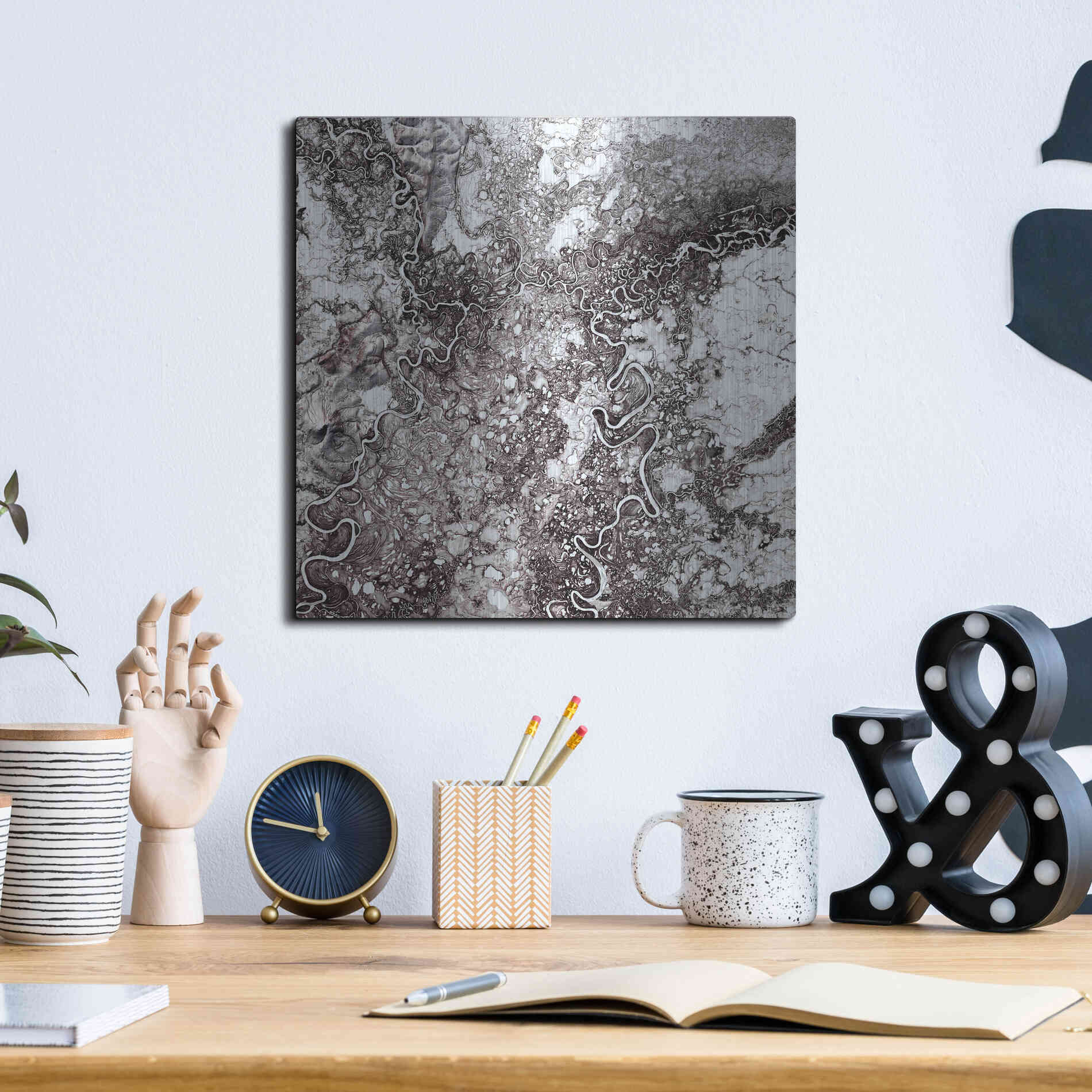 Luxe Metal Art 'Earth as Art: Mayn River' Metal Wall Art,12x12