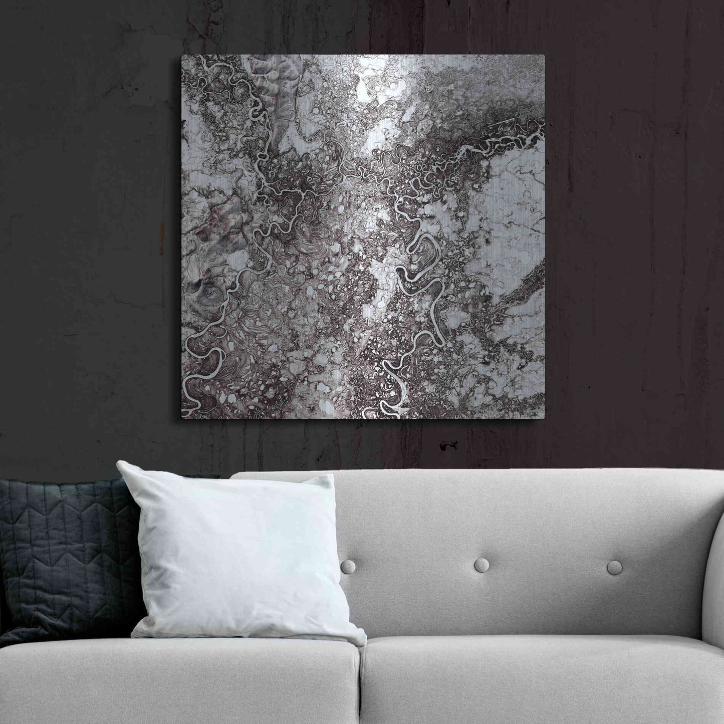Luxe Metal Art 'Earth as Art: Mayn River' Metal Wall Art,36x36