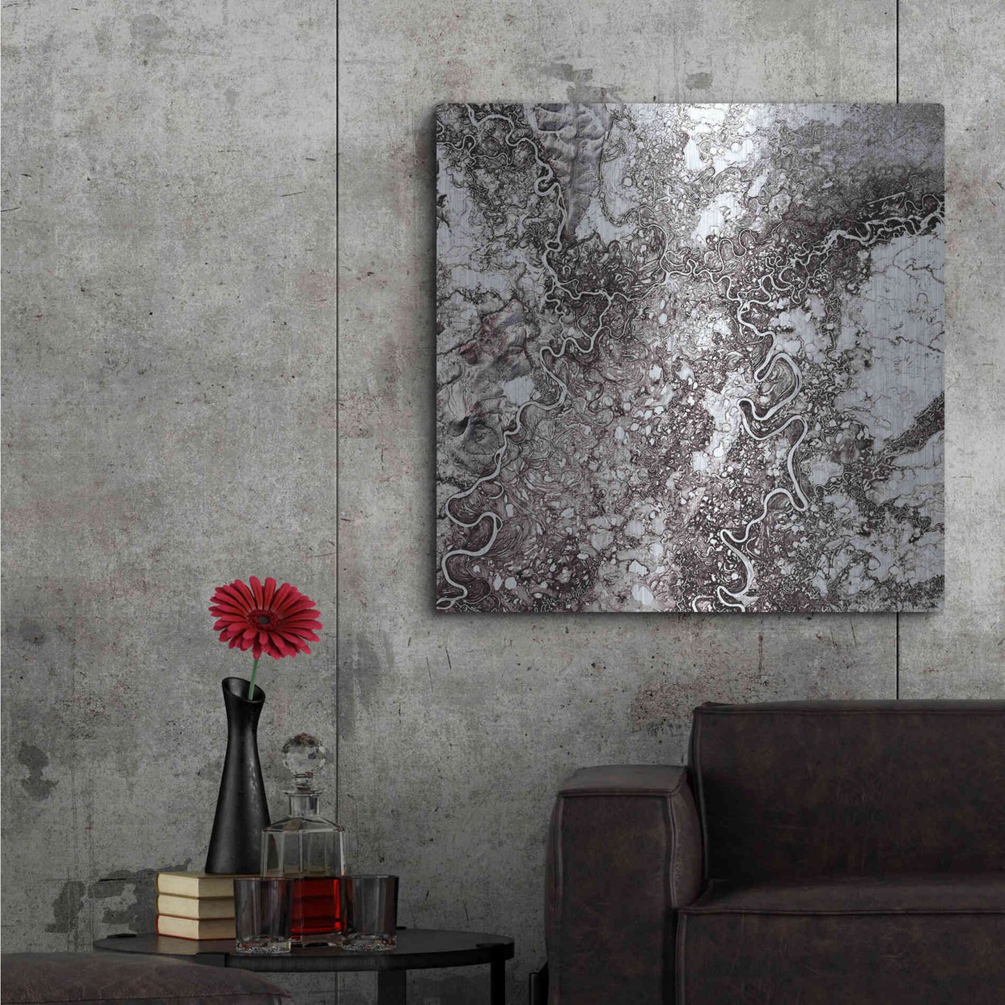 Luxe Metal Art 'Earth as Art: Mayn River' Metal Wall Art,36x36