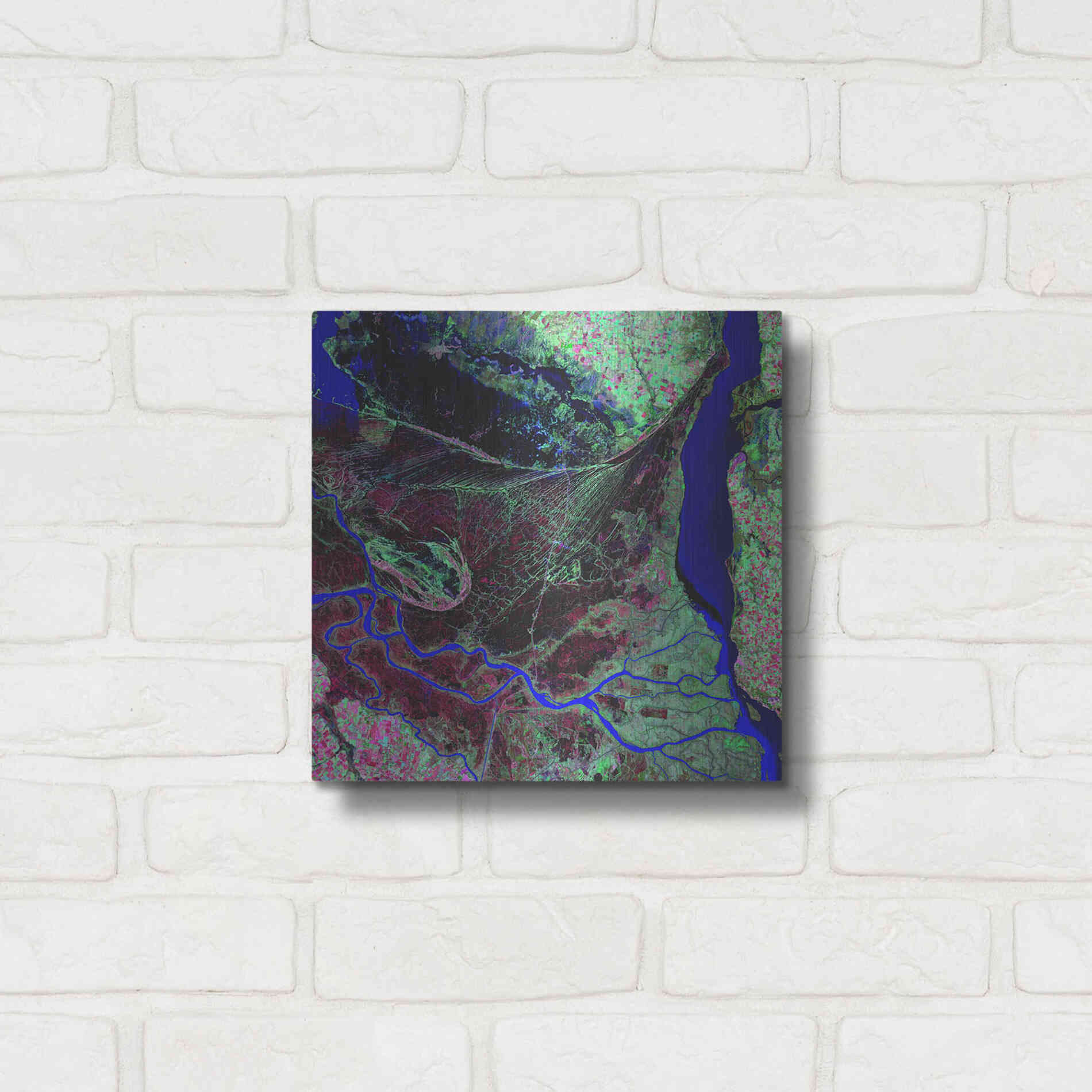 Luxe Metal Art 'Earth as Art: Parana River Delta' Metal Wall Art,12x12