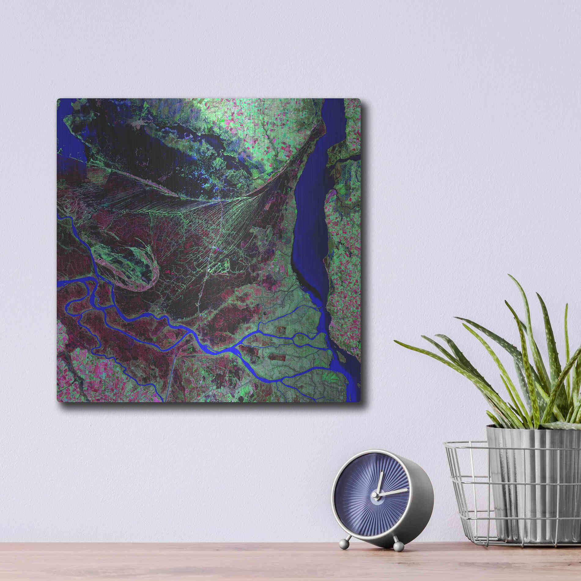 Luxe Metal Art 'Earth as Art: Parana River Delta' Metal Wall Art,12x12