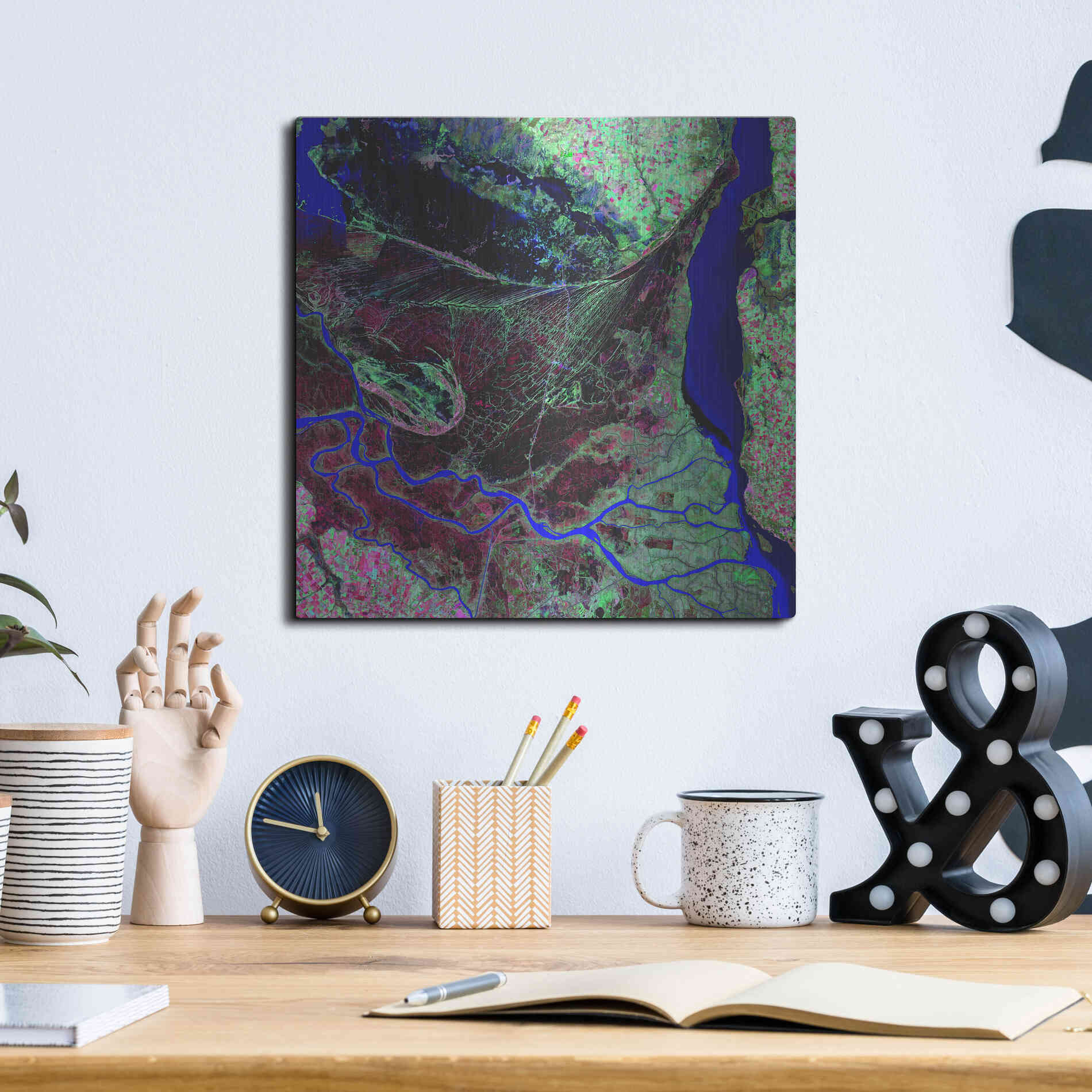 Luxe Metal Art 'Earth as Art: Parana River Delta' Metal Wall Art,12x12