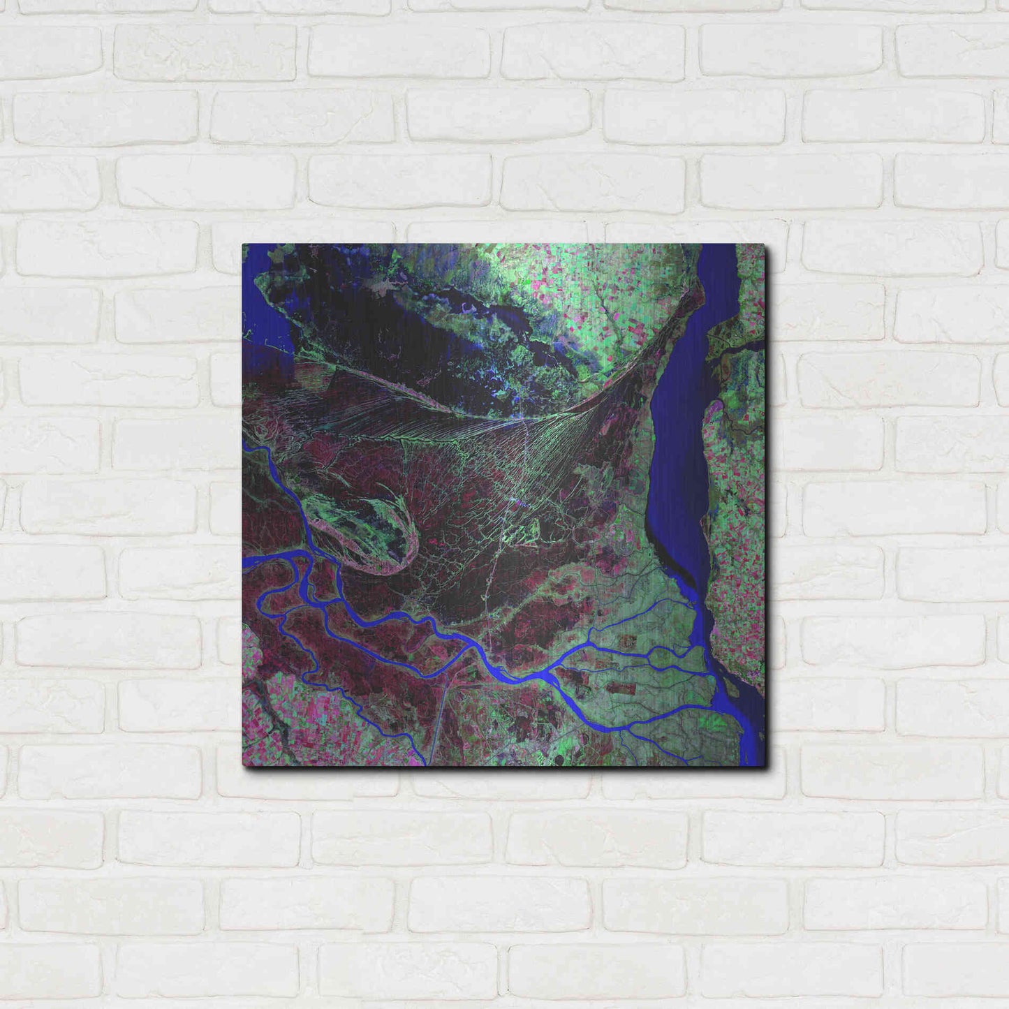 Luxe Metal Art 'Earth as Art: Parana River Delta' Metal Wall Art,24x24
