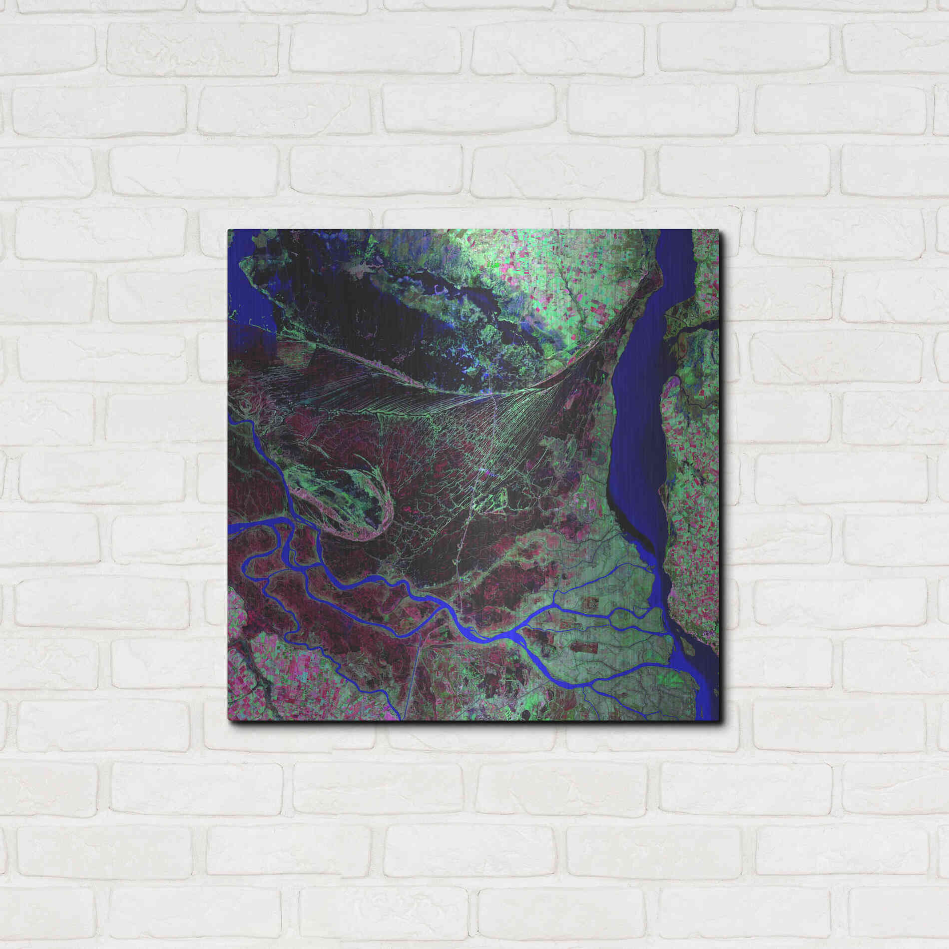 Luxe Metal Art 'Earth as Art: Parana River Delta' Metal Wall Art,24x24