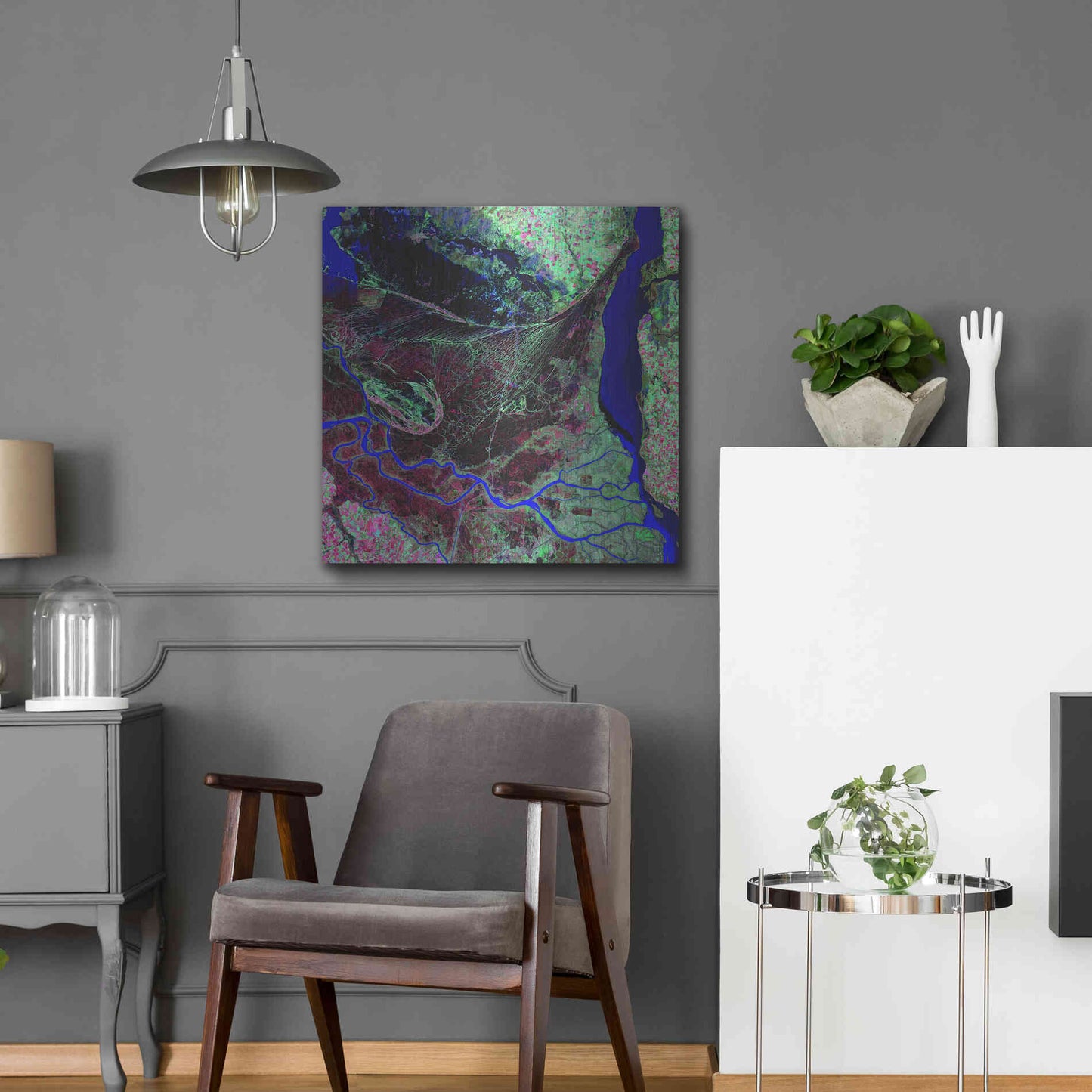Luxe Metal Art 'Earth as Art: Parana River Delta' Metal Wall Art,24x24