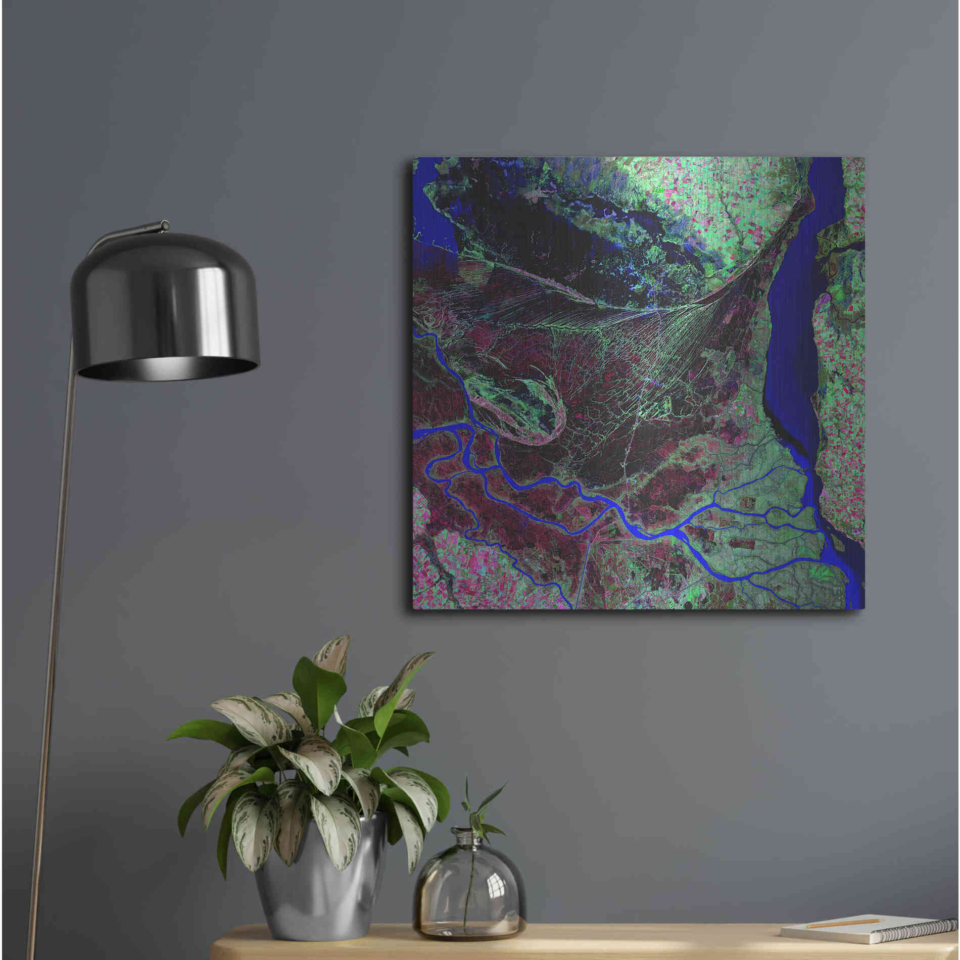 Luxe Metal Art 'Earth as Art: Parana River Delta' Metal Wall Art,24x24