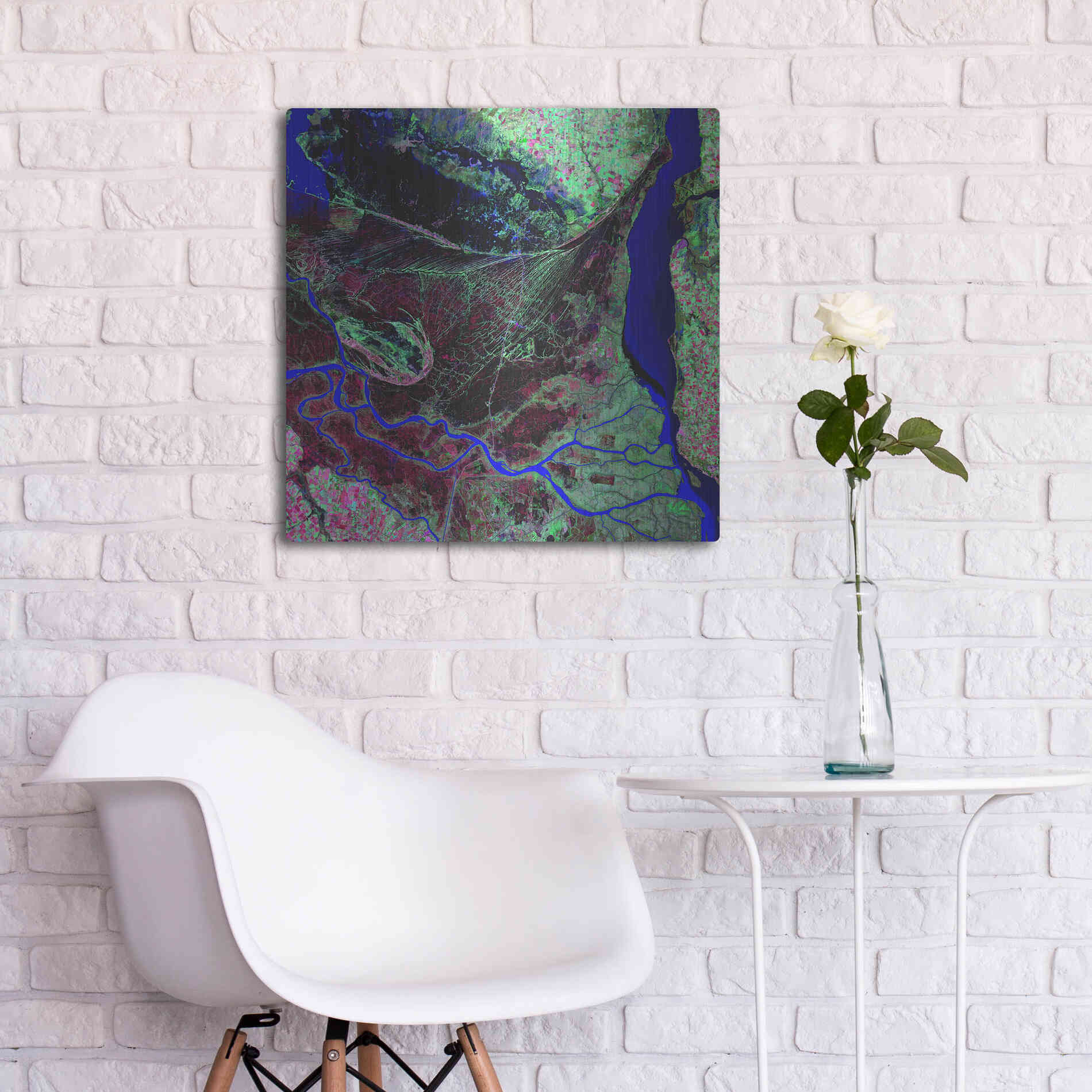 Luxe Metal Art 'Earth as Art: Parana River Delta' Metal Wall Art,24x24