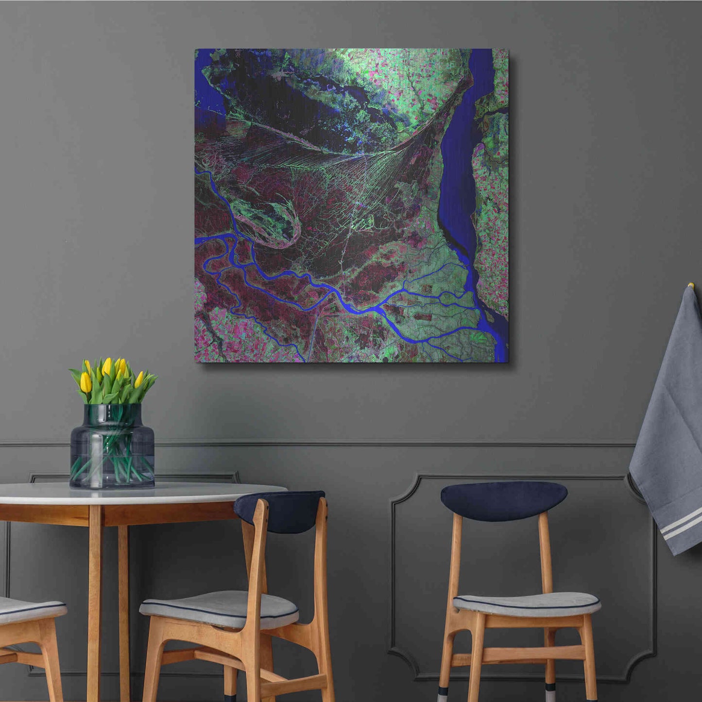 Luxe Metal Art 'Earth as Art: Parana River Delta' Metal Wall Art,36x36