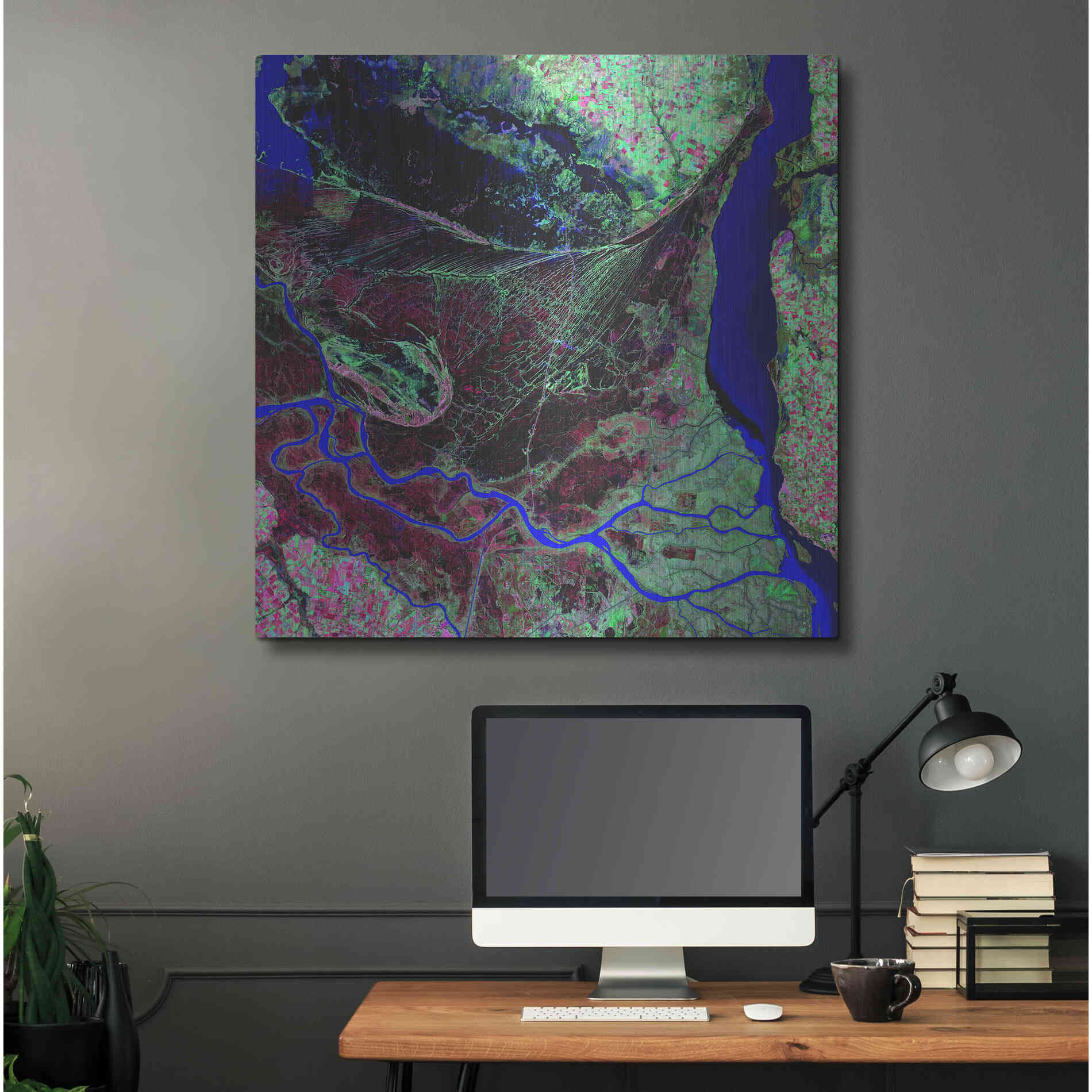 Luxe Metal Art 'Earth as Art: Parana River Delta' Metal Wall Art,36x36