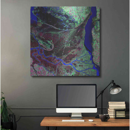 Luxe Metal Art 'Earth as Art: Parana River Delta' Metal Wall Art,36x36
