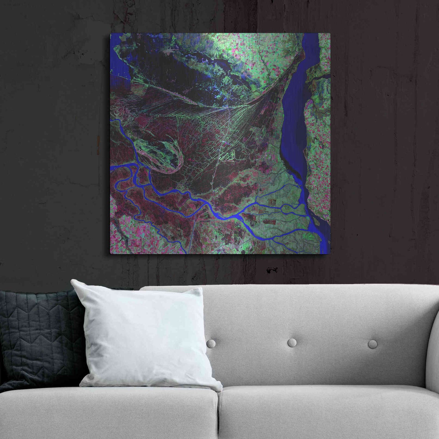 Luxe Metal Art 'Earth as Art: Parana River Delta' Metal Wall Art,36x36