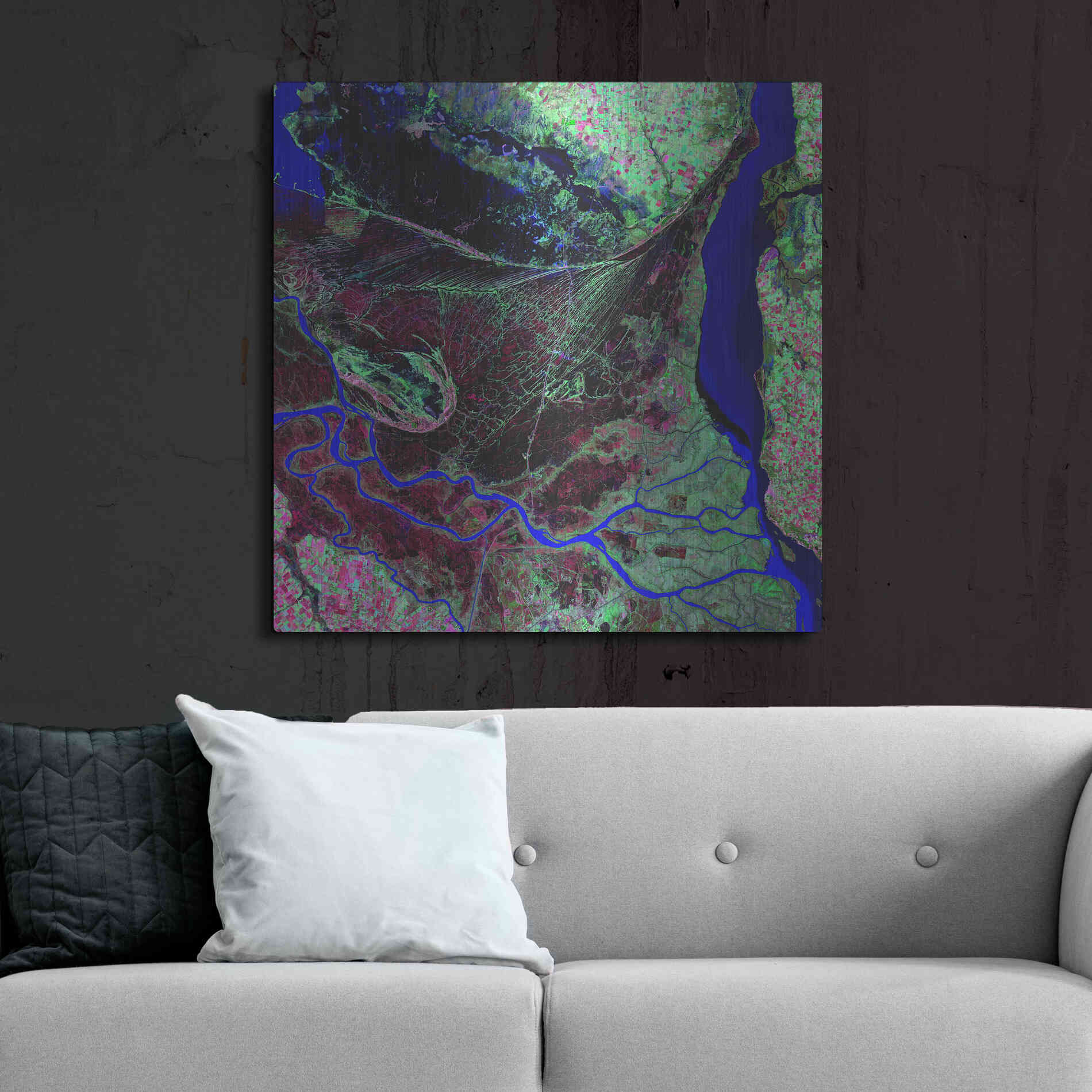 Luxe Metal Art 'Earth as Art: Parana River Delta' Metal Wall Art,36x36