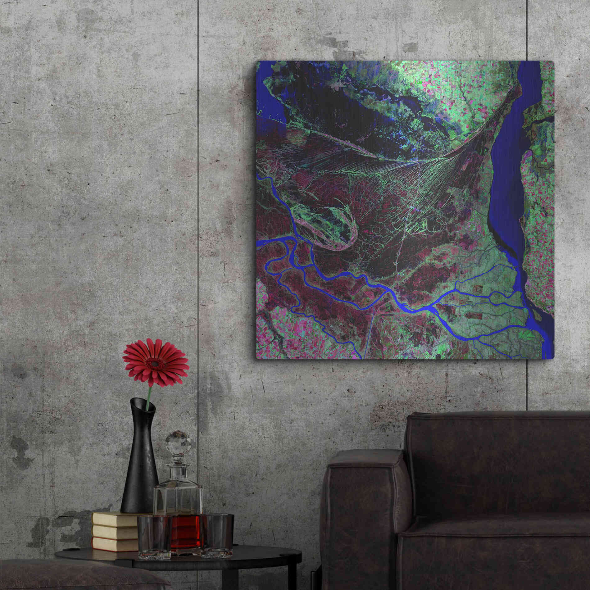 Luxe Metal Art 'Earth as Art: Parana River Delta' Metal Wall Art,36x36