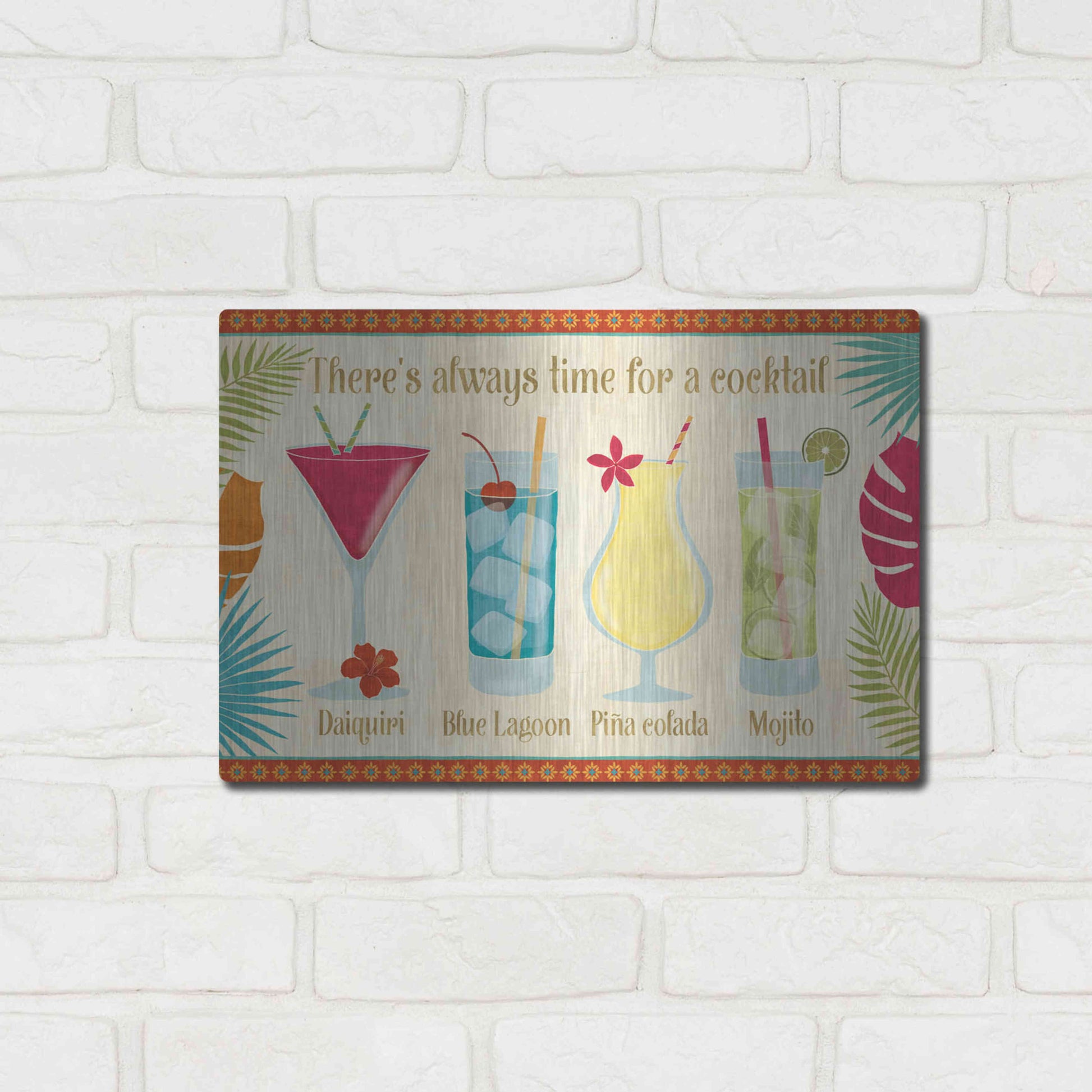 Luxe Metal Art 'Exotic Breeze XII' by Veronique Charron, Metal Wall Art,16x12