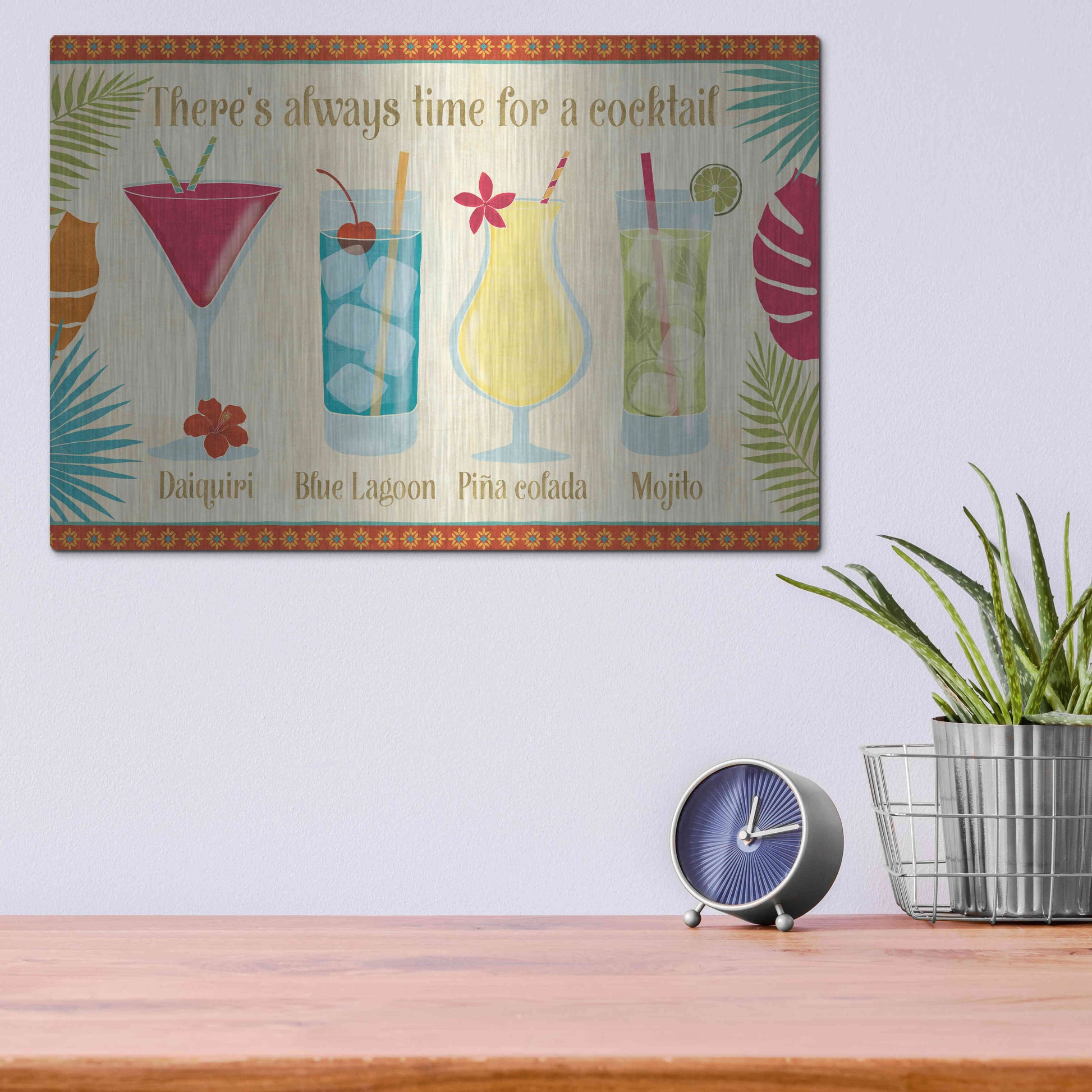 Luxe Metal Art 'Exotic Breeze XII' by Veronique Charron, Metal Wall Art,16x12