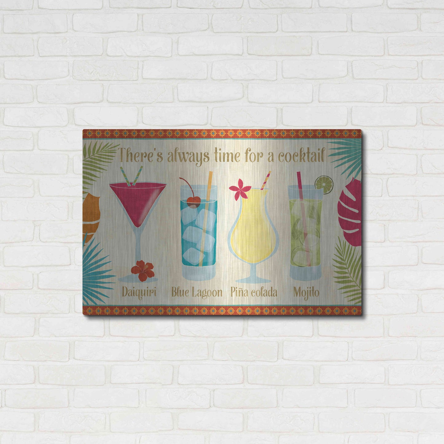 Luxe Metal Art 'Exotic Breeze XII' by Veronique Charron, Metal Wall Art,36x24