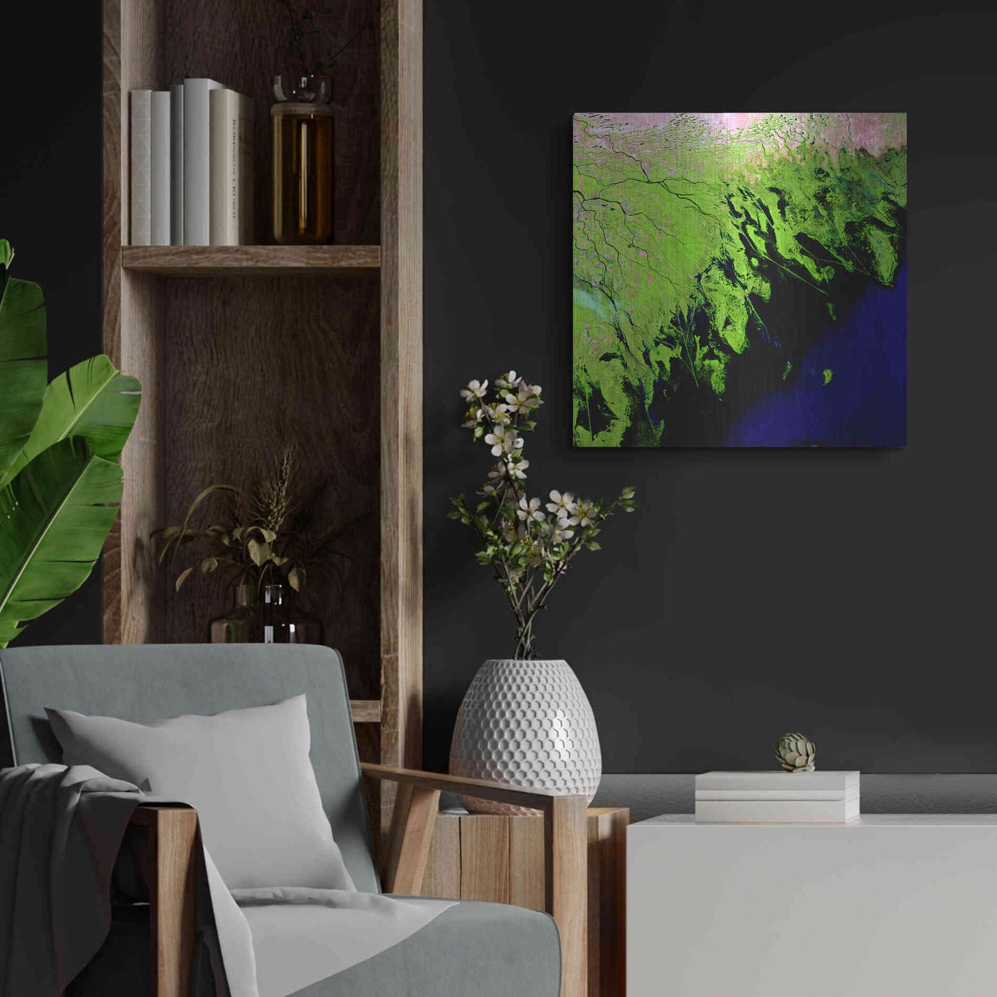 Luxe Metal Art 'Earth as Art: Volga River Delta' Metal Wall Art,24x24