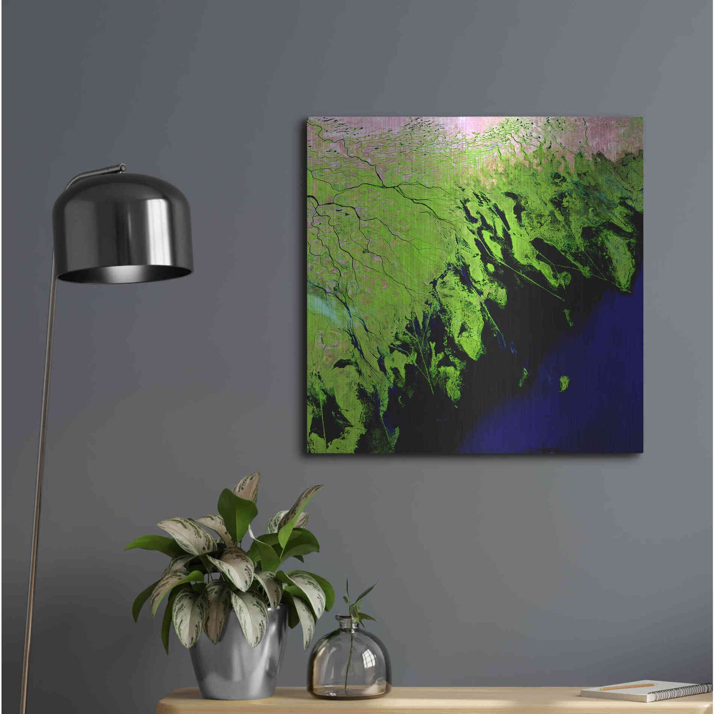 Luxe Metal Art 'Earth as Art: Volga River Delta' Metal Wall Art,24x24