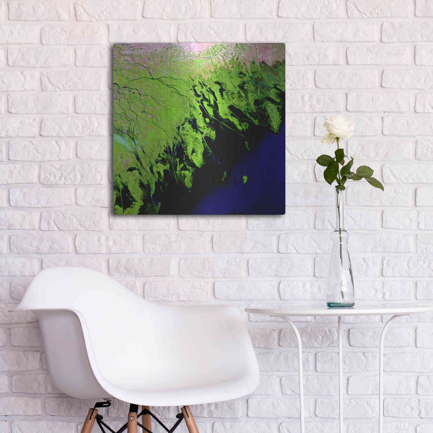 Luxe Metal Art 'Earth as Art: Volga River Delta' Metal Wall Art,24x24