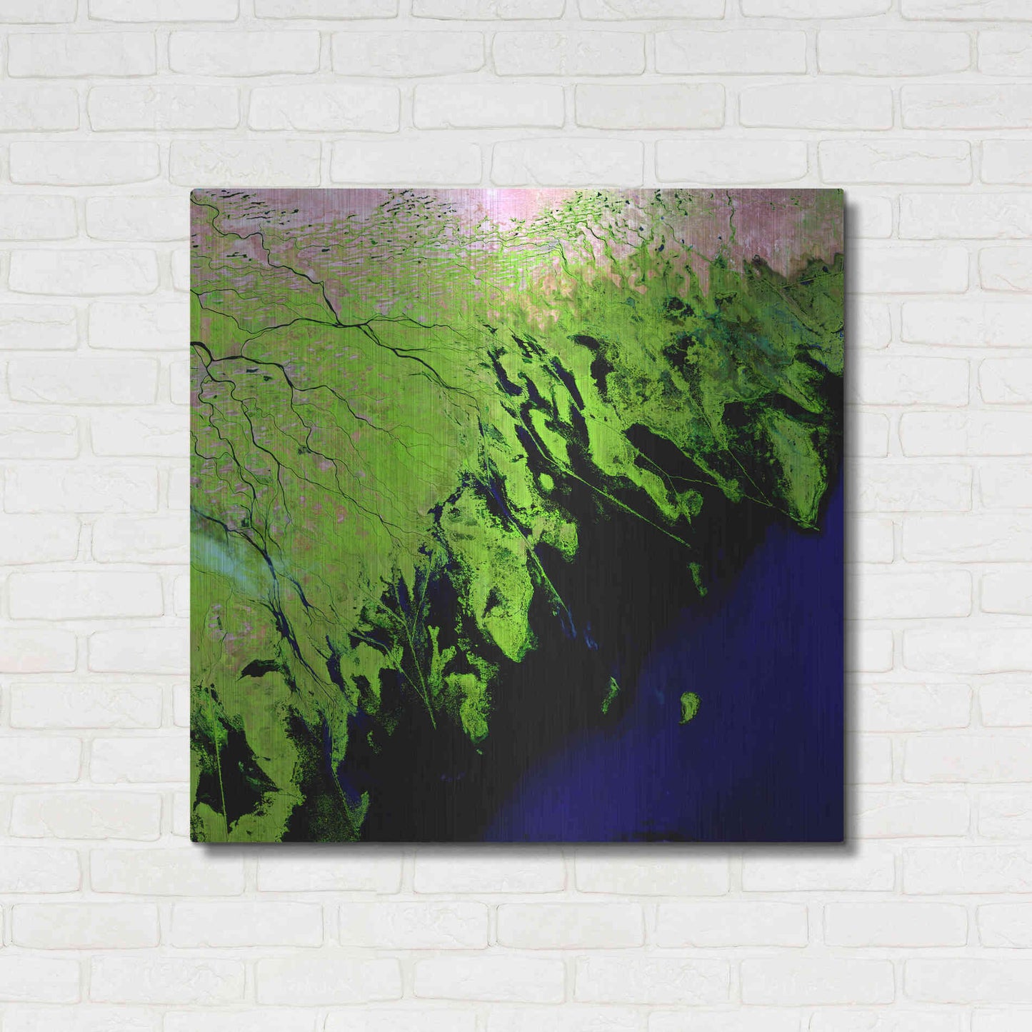 Luxe Metal Art 'Earth as Art: Volga River Delta' Metal Wall Art,36x36