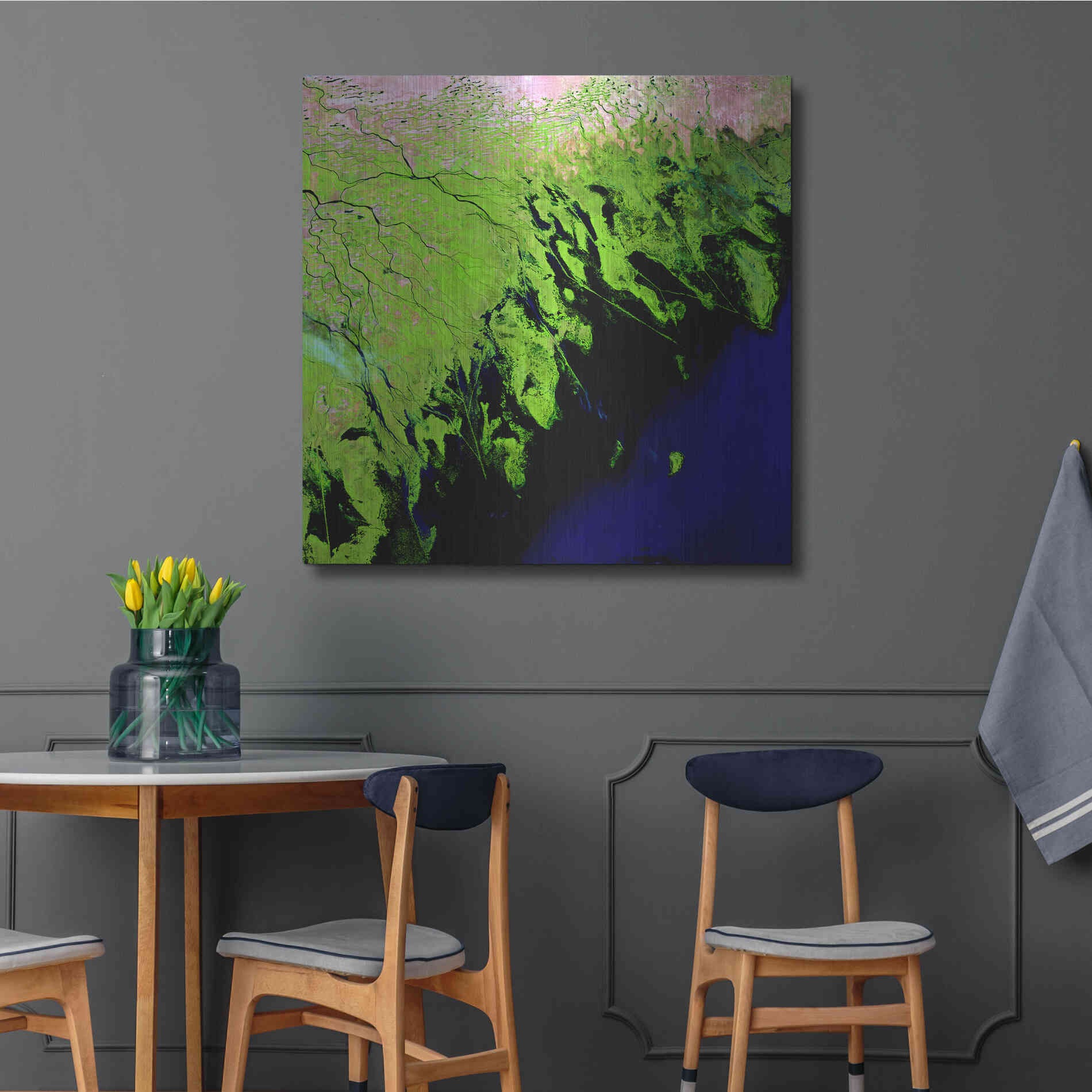 Luxe Metal Art 'Earth as Art: Volga River Delta' Metal Wall Art,36x36