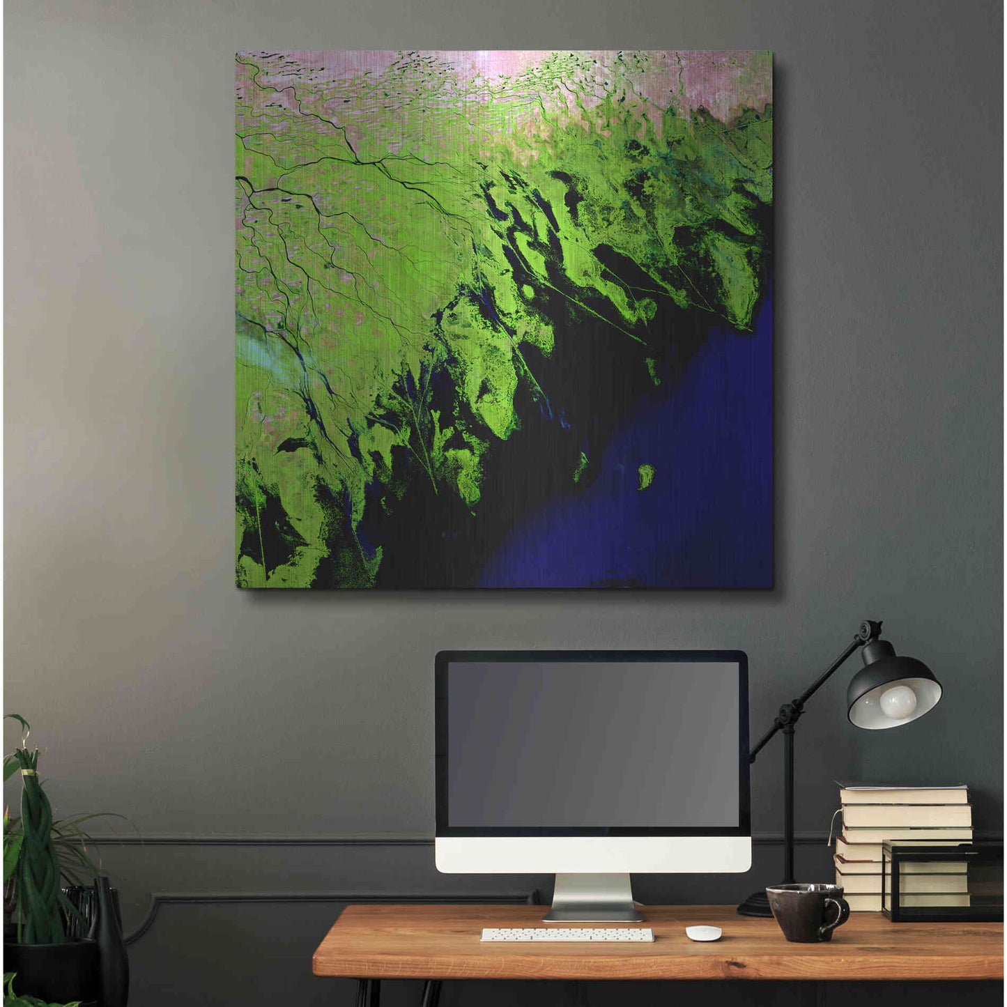 Luxe Metal Art 'Earth as Art: Volga River Delta' Metal Wall Art,36x36