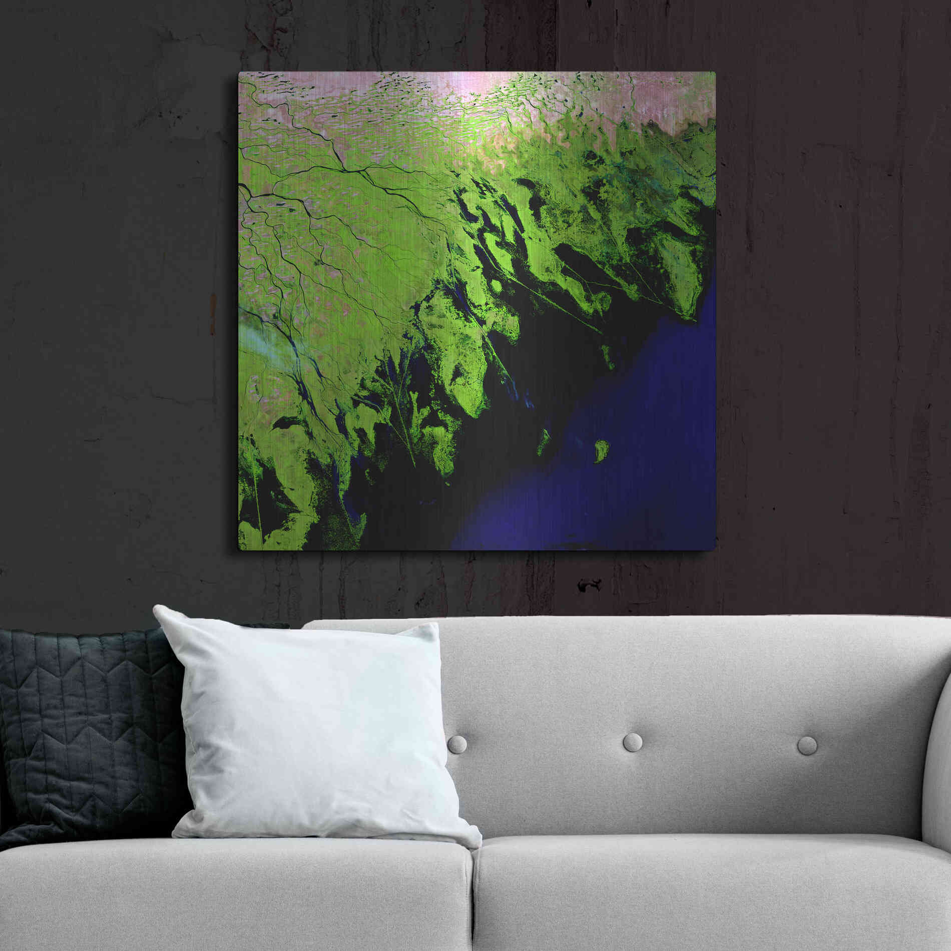 Luxe Metal Art 'Earth as Art: Volga River Delta' Metal Wall Art,36x36