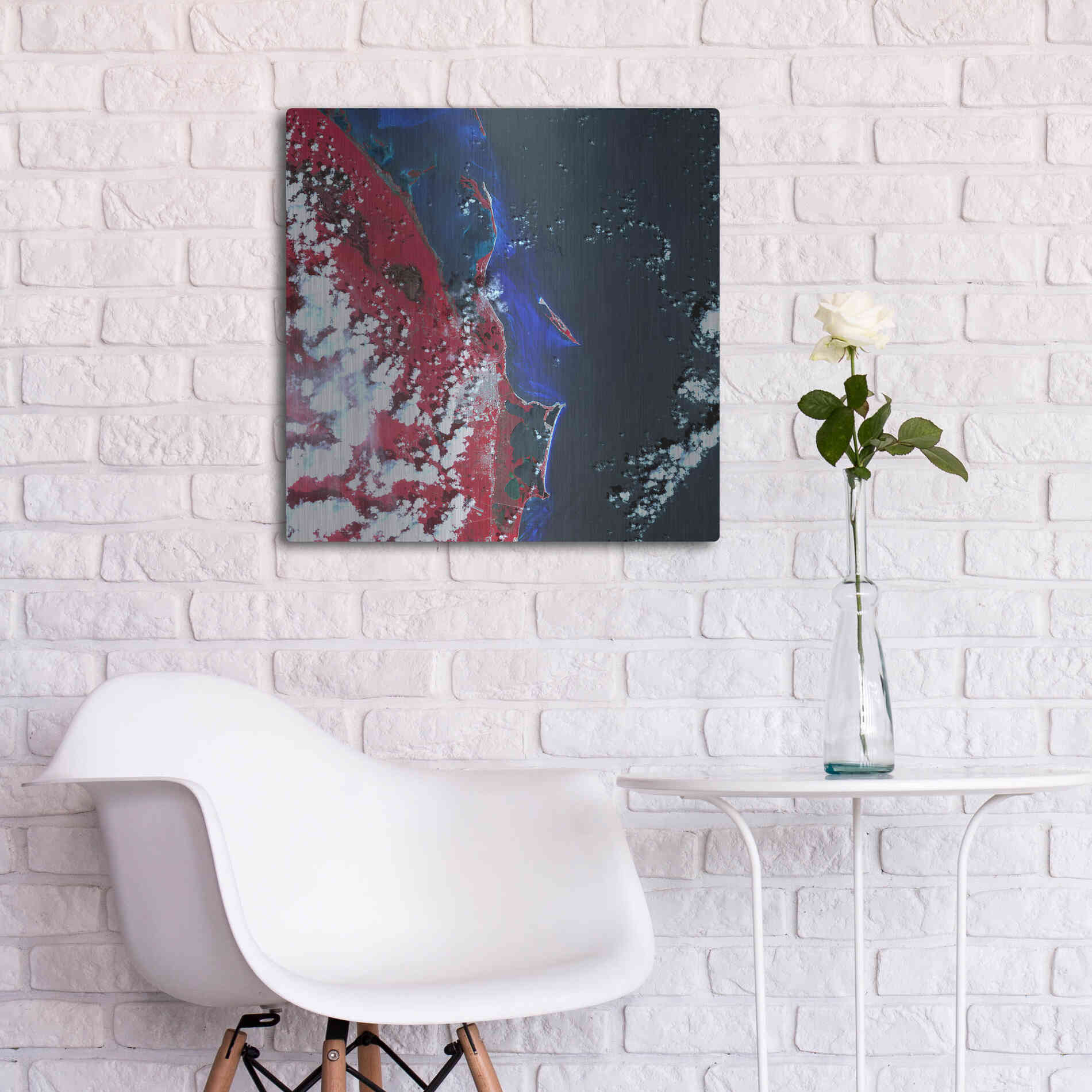 Luxe Metal Art 'Earth as Art: Cancun' Metal Wall Art,24x24