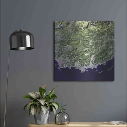 Luxe Metal Art 'Earth as Art: Coast France' Metal Wall Art,24x24