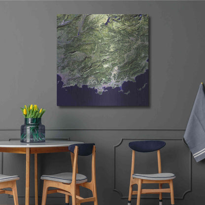 Luxe Metal Art 'Earth as Art: Coast France' Metal Wall Art,36x36