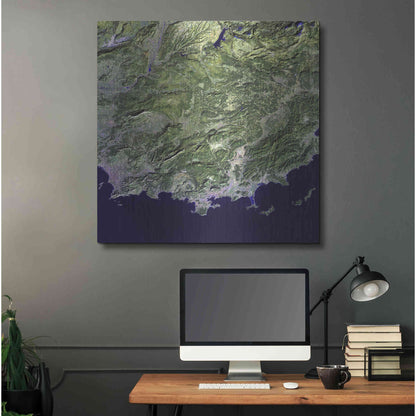 Luxe Metal Art 'Earth as Art: Coast France' Metal Wall Art,36x36