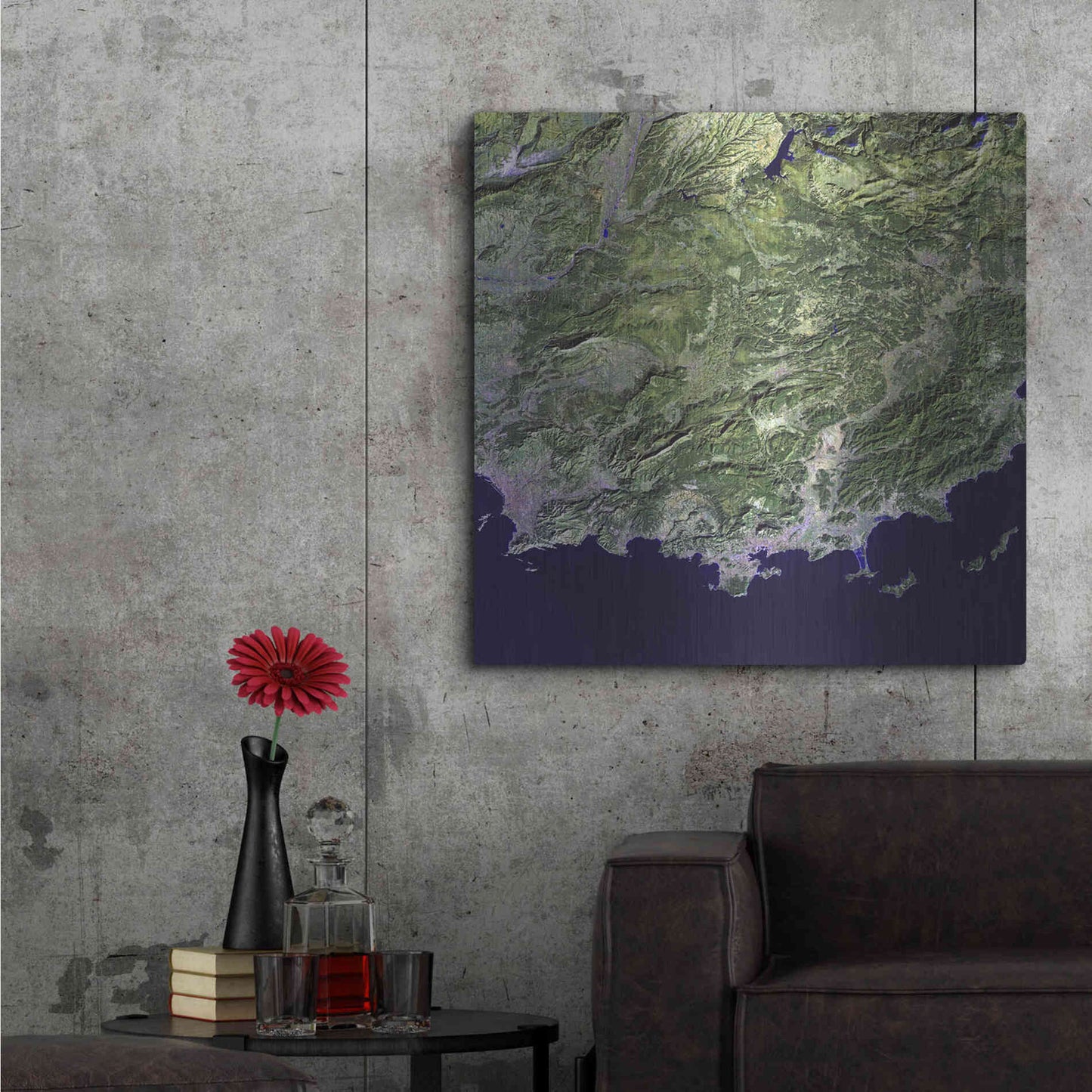 Luxe Metal Art 'Earth as Art: Coast France' Metal Wall Art,36x36