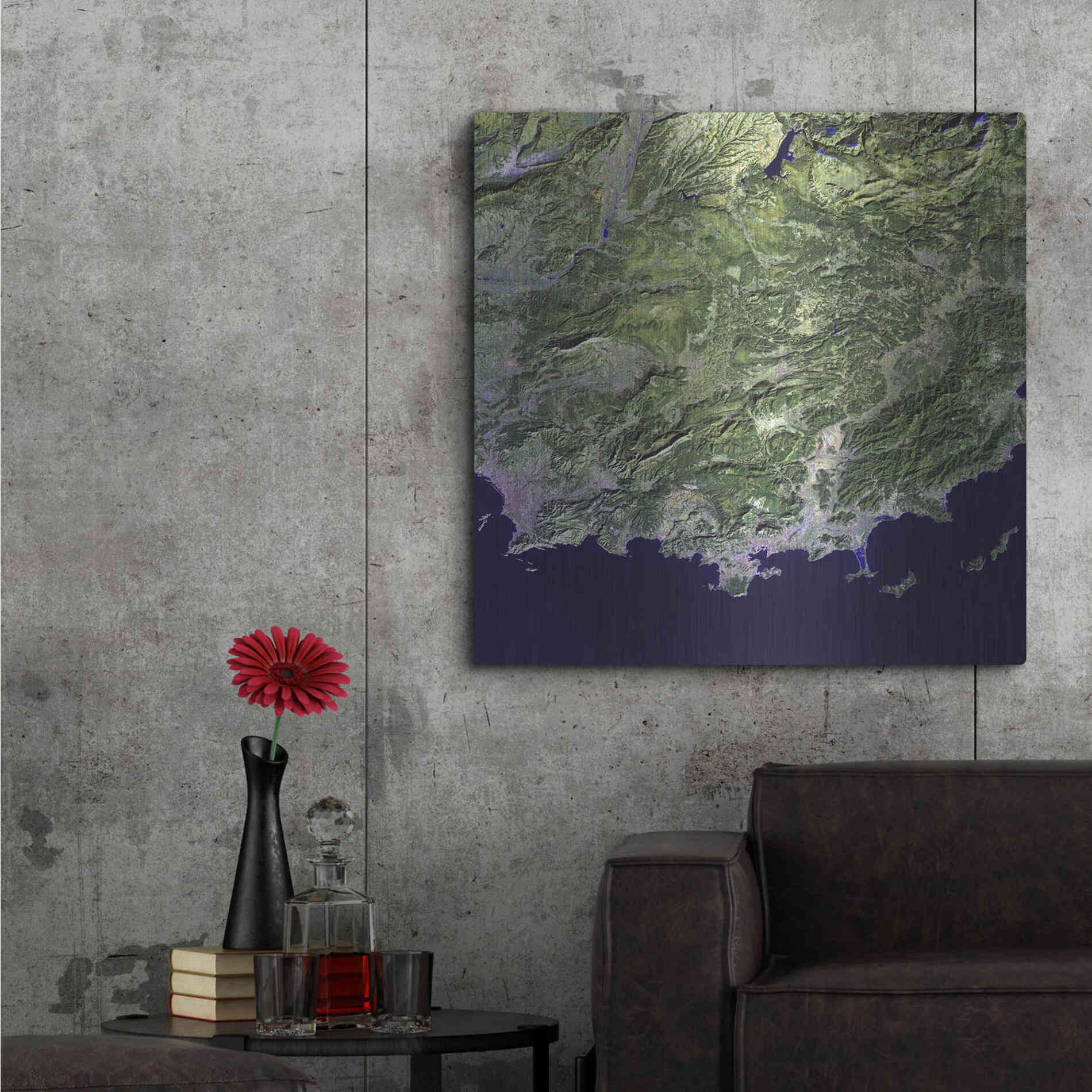 Luxe Metal Art 'Earth as Art: Coast France' Metal Wall Art,36x36