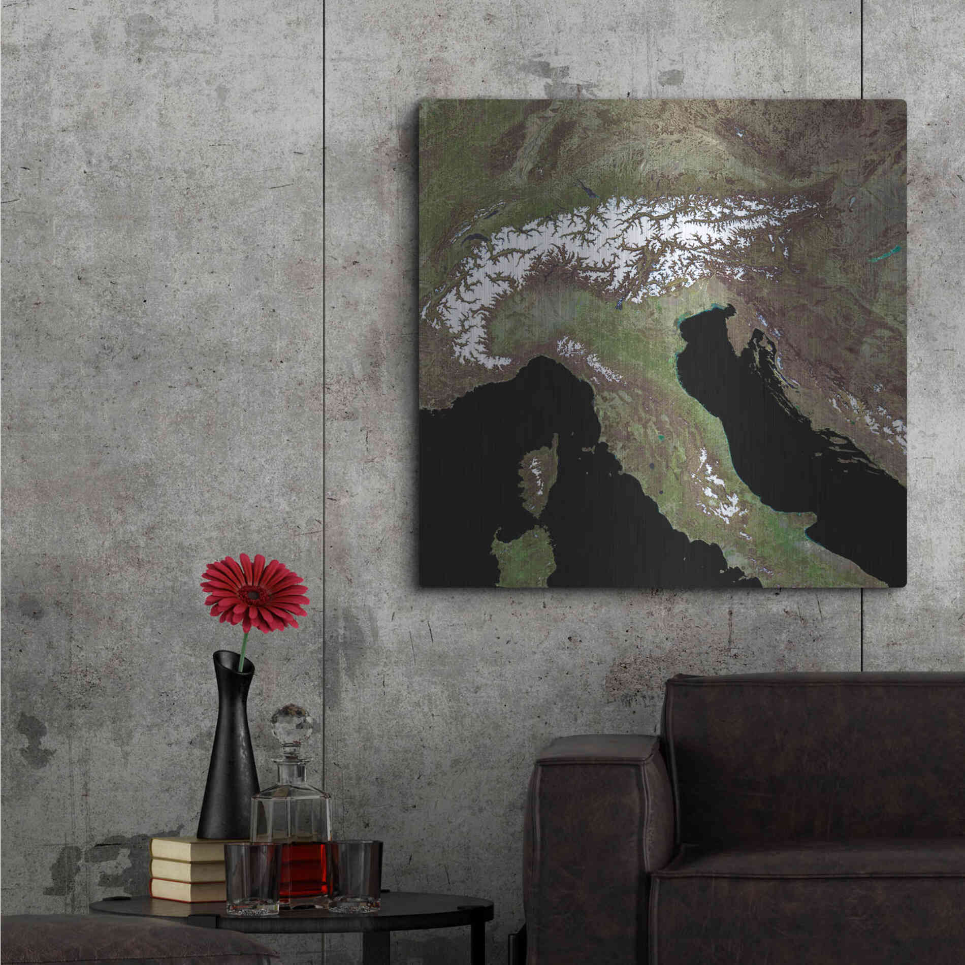 Luxe Metal Art 'Earth as Art: Mediterranean Sea' Metal Wall Art,36x36
