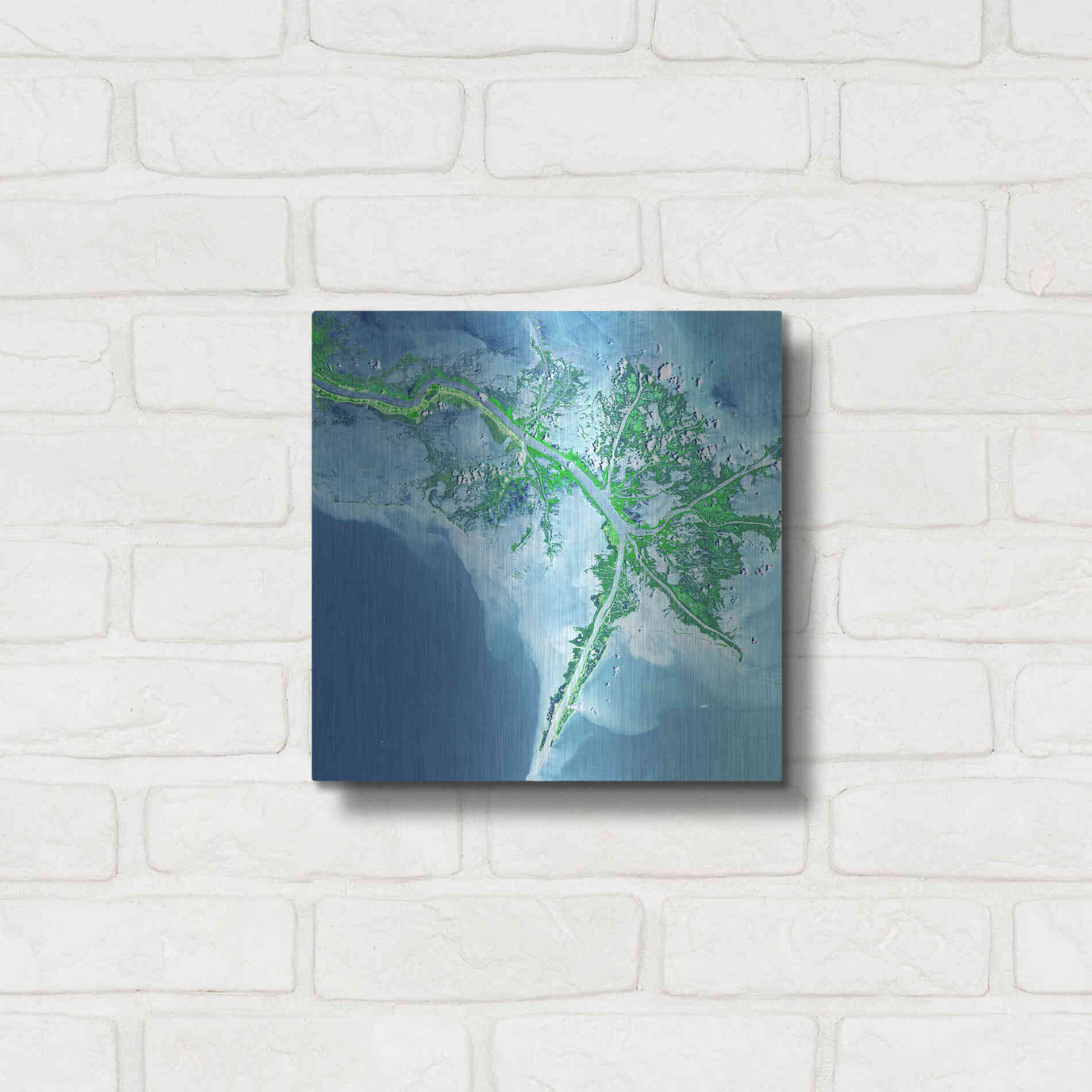 Luxe Metal Art 'Earth as Art: Mississippi River Delta' Metal Wall Art,12x12