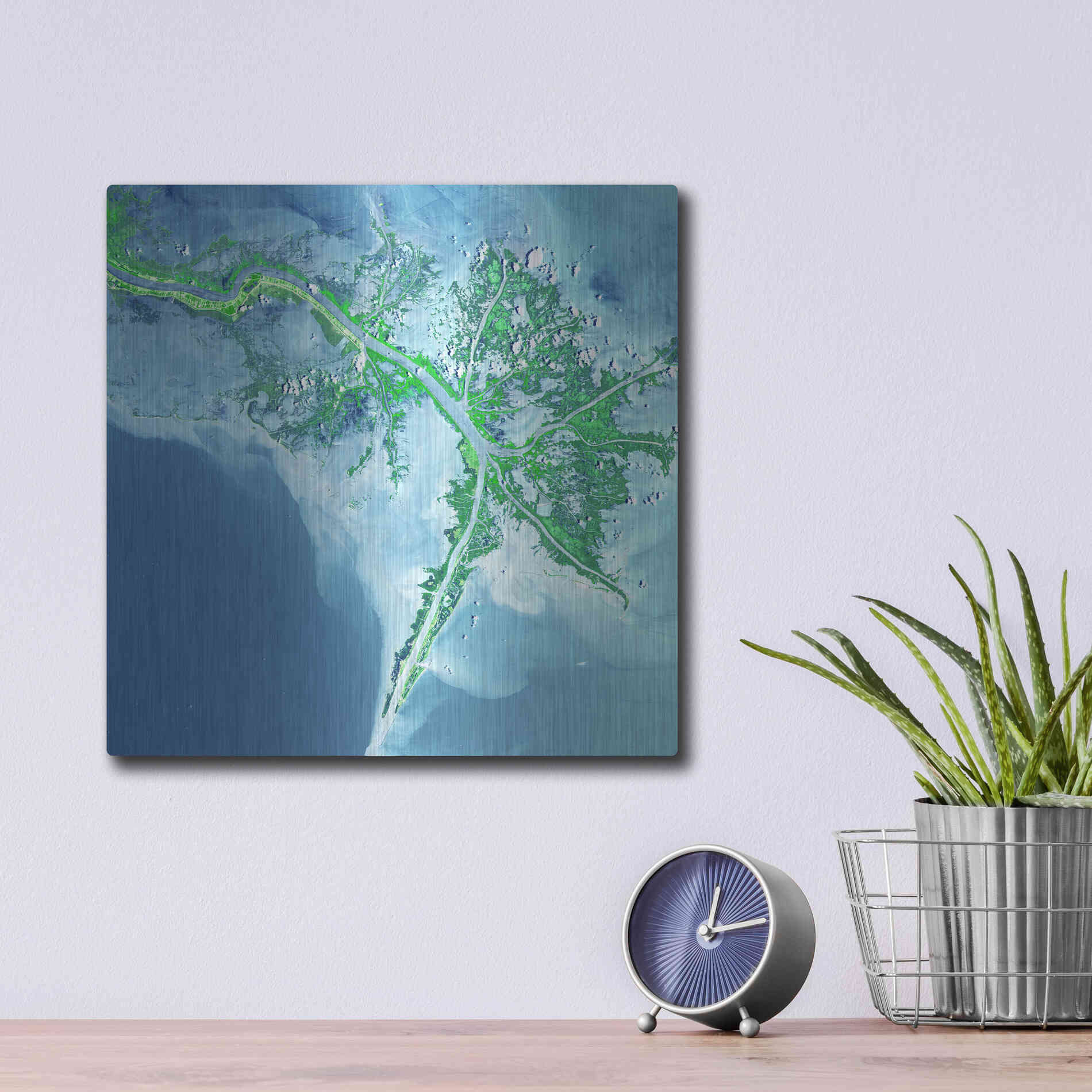 Luxe Metal Art 'Earth as Art: Mississippi River Delta' Metal Wall Art,12x12